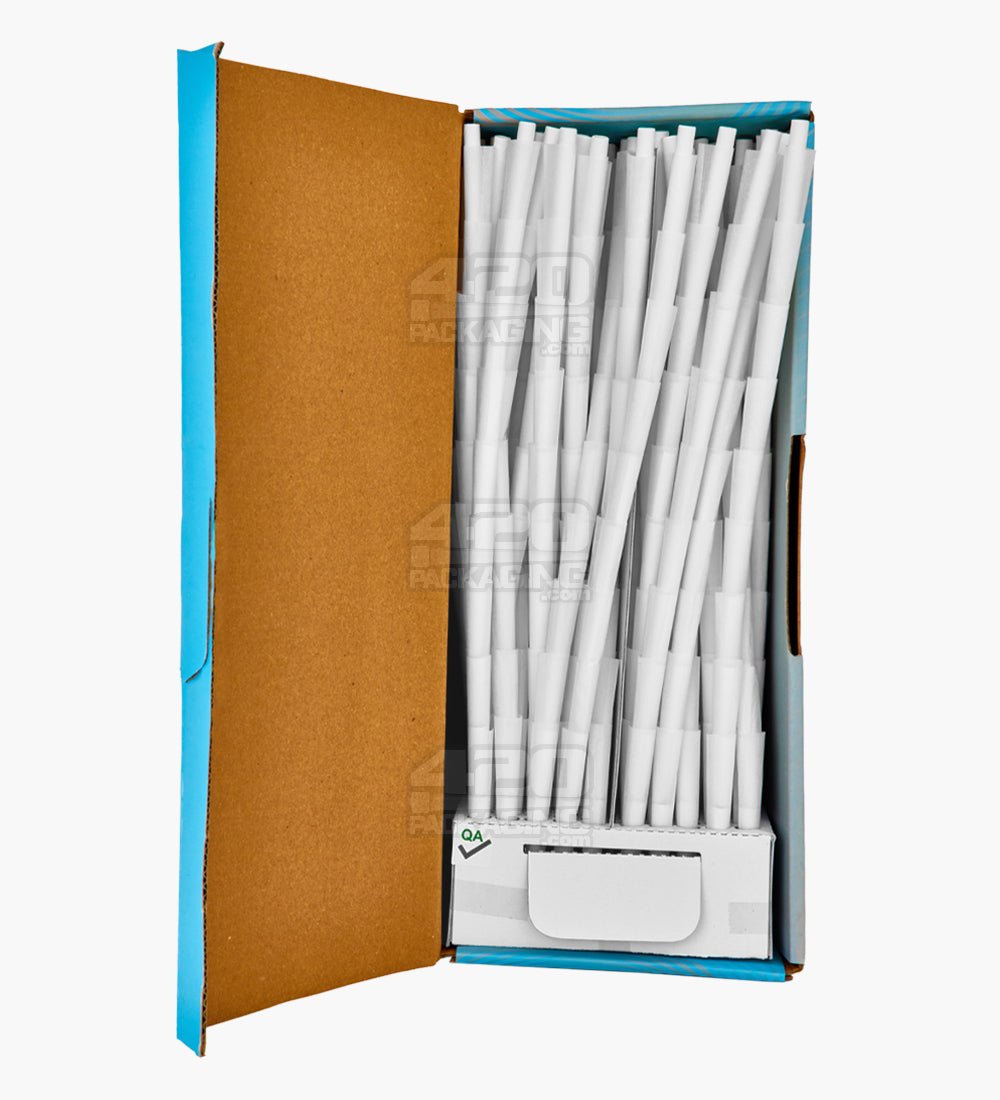 Cones + Supply 84mm 1 1/4 Sized Pre Rolled Classic White Paper Cones 900/Box - 2