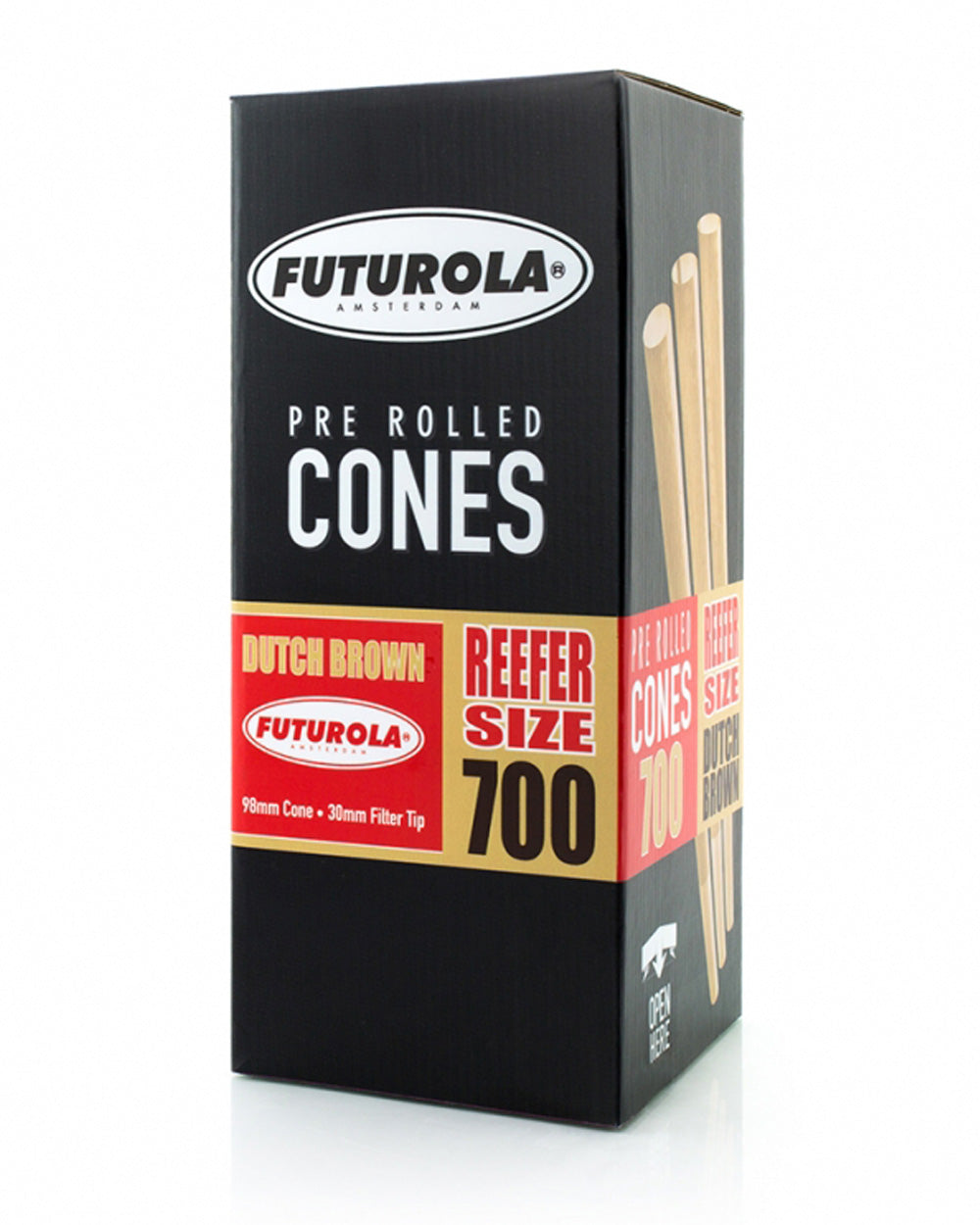FUTUROLA | Reefer Size Pre-Rolled Cones | 98mm - Dutch Brown Paper - 700 Count - 1