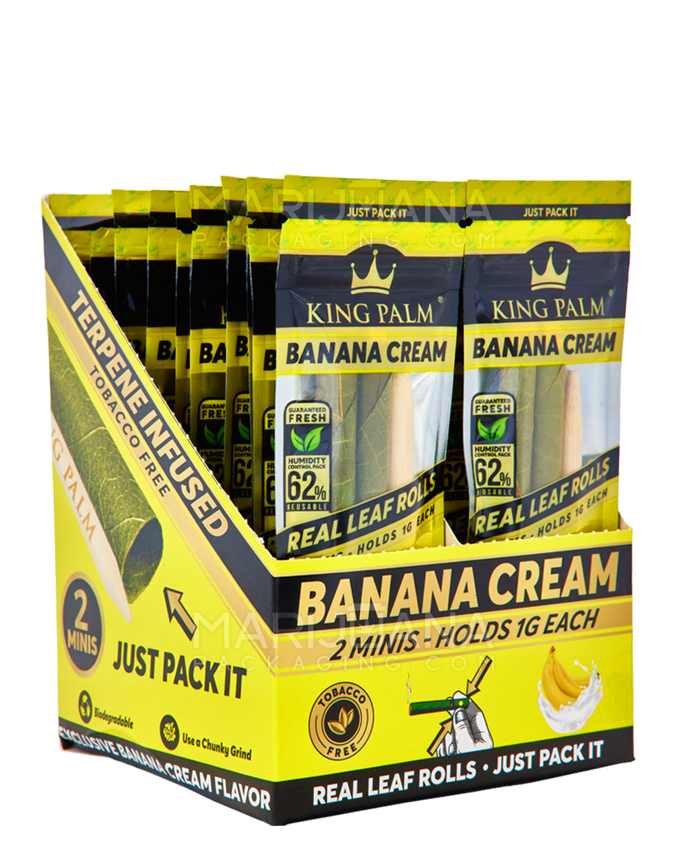 KING PALM | 'Retail Display' Natural Leaf Mini Rolls Blunt Wraps | 85mm - Banana Cream - 20 Count - 1