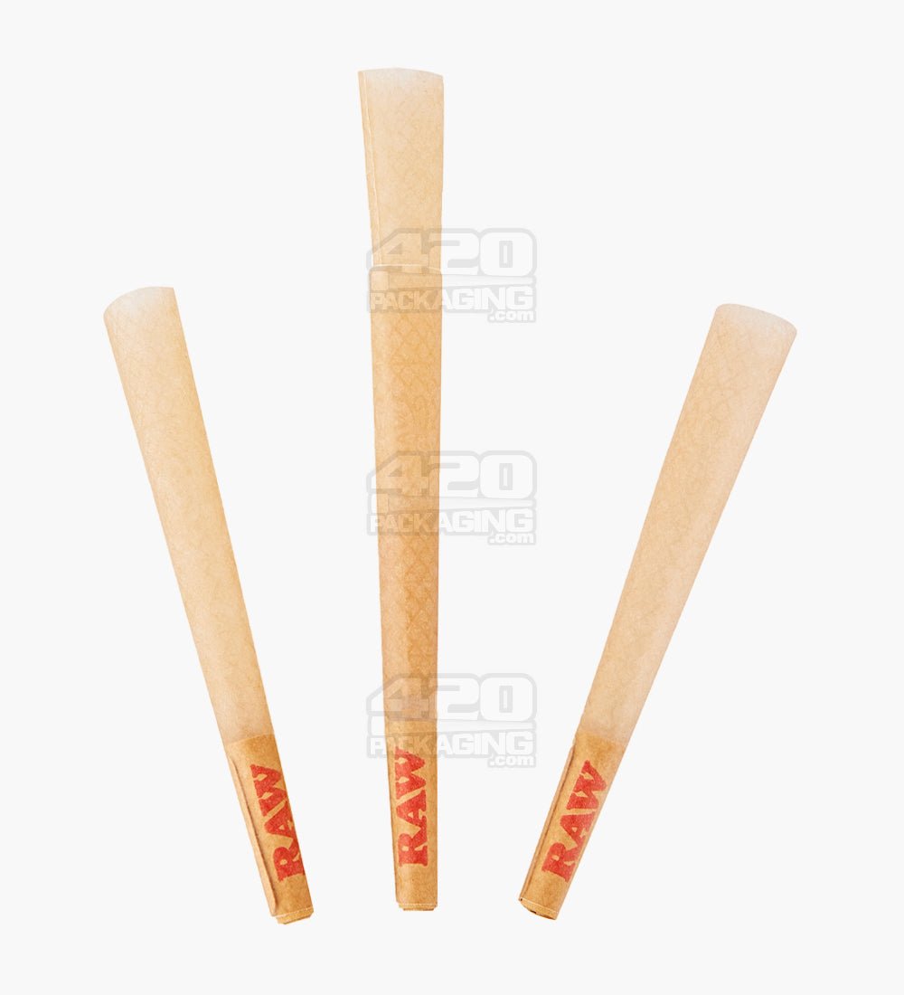 RAW Classic 1 1/4 Size 84mm Pre Rolled Unbleached Paper Cones 1000/Box - 4