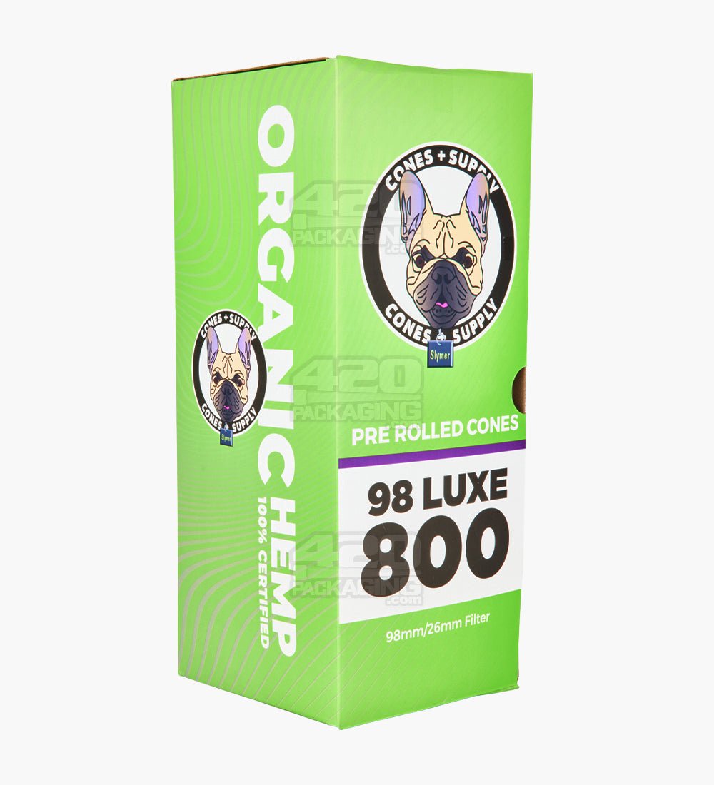 Cones + Supply 98mm Luxe Sized Pre Rolled Hemp Paper Cones 800/Box - 1