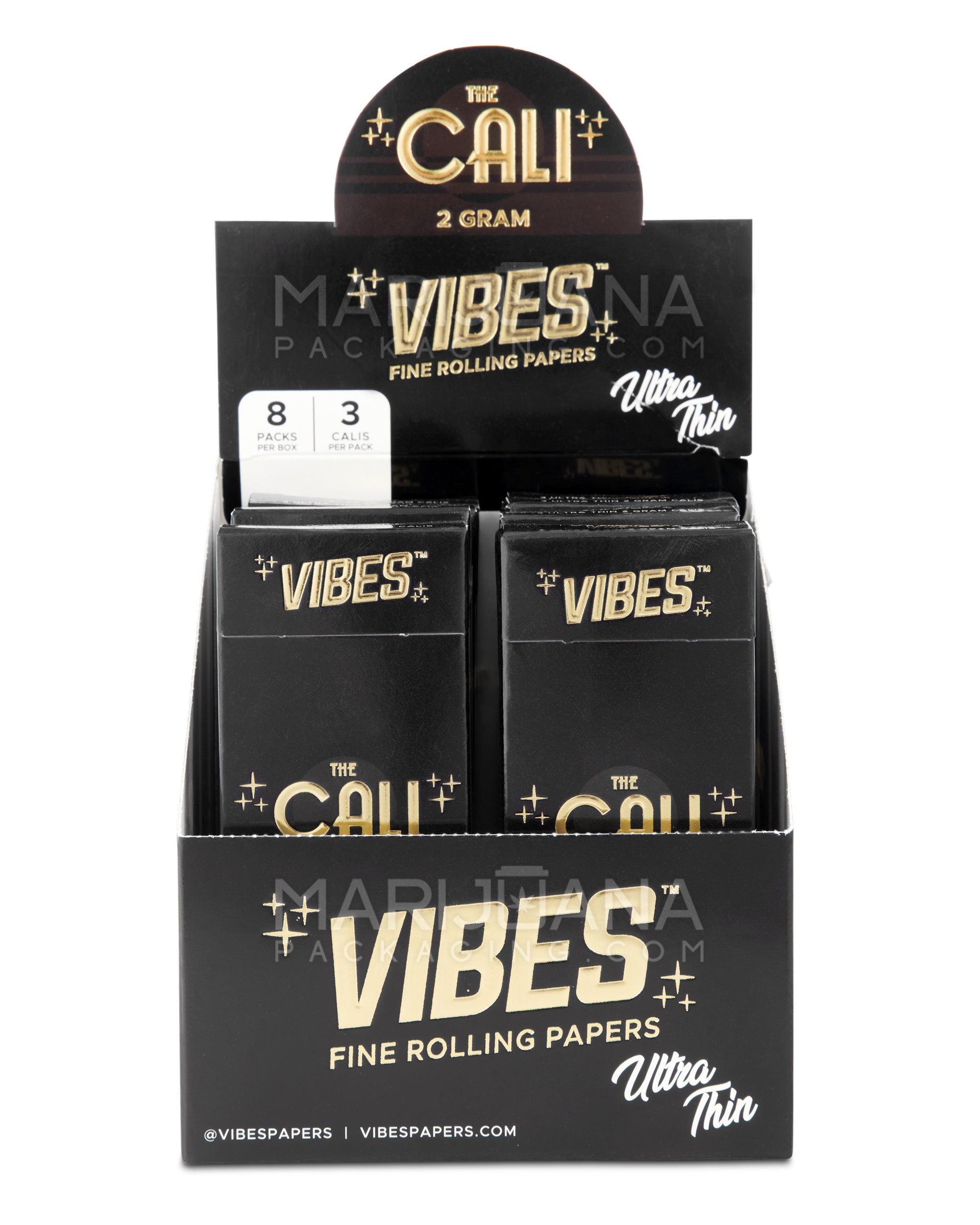 VIBES | 'Retail Display' The Cali 2 Gram Pre-Rolled Cones | 110mm - Ultra Thin Paper - 24 Count - 2