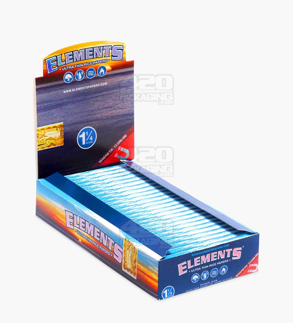 Elements 83mm 1 1/4 Size Ultra Thin Rice Paper Pre Rolled Cones 25/Box - 1