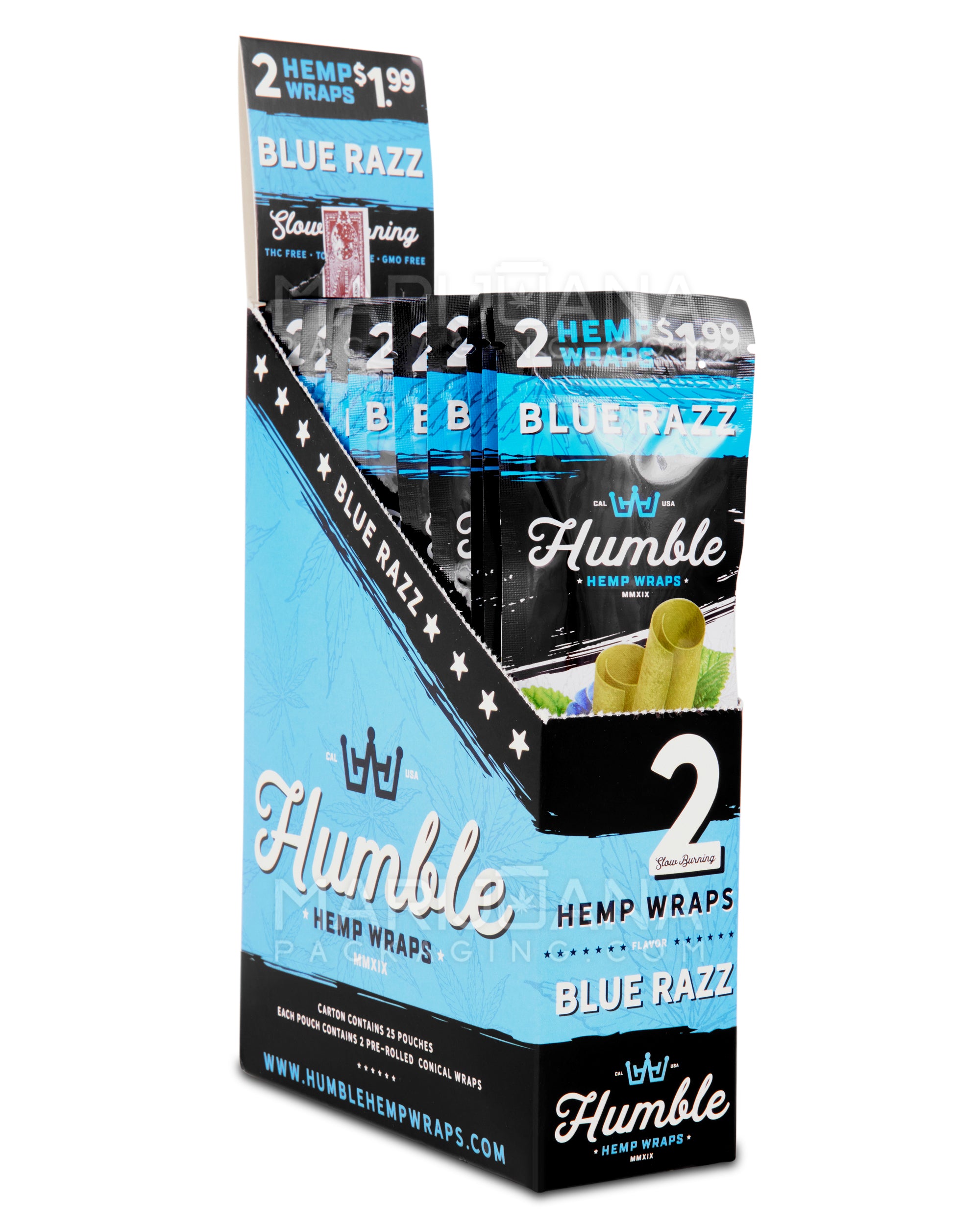 HUMBLE | 'Retail Display' Natural Hemp Blunt Wraps | 108mm - Blue Razz - 25 Count - 1