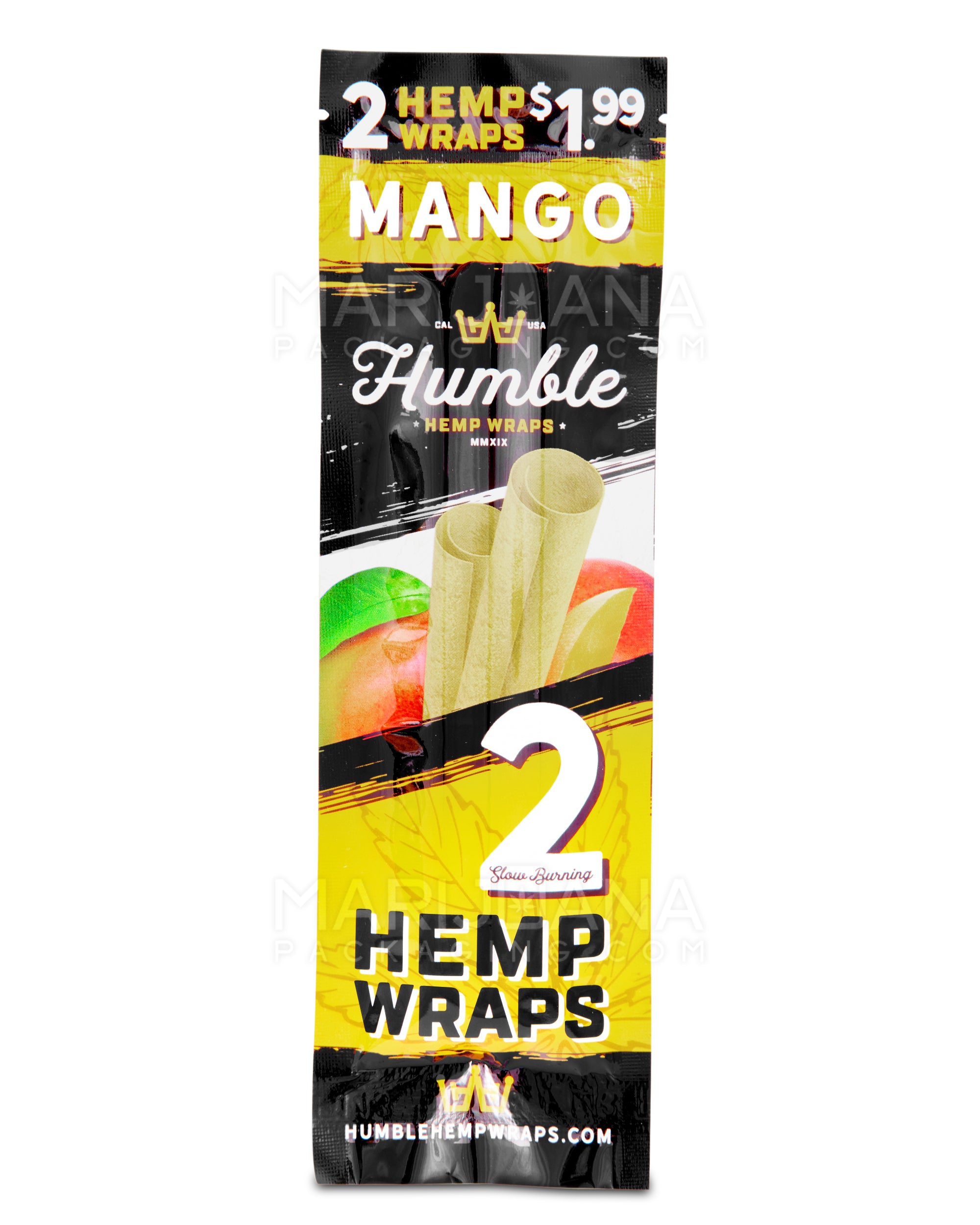 HUMBLE | 'Retail Display' Natural Hemp Blunt Wraps | 108mm - Mango - 25 Count - 2