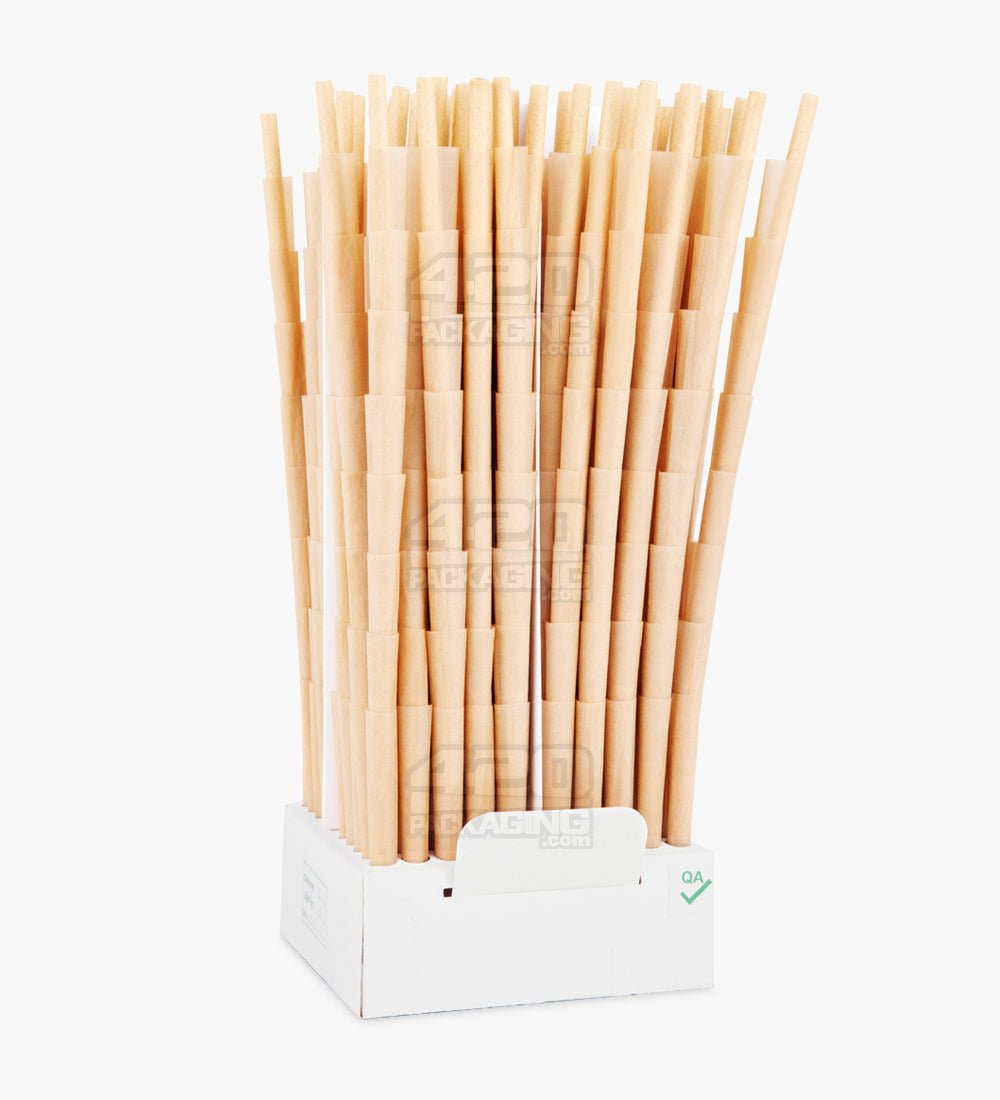 Zig Zag 98mm 98 Special Size Unbleached Paper Pre Rolled Cones w/ Filter Tip 800/Box - 2