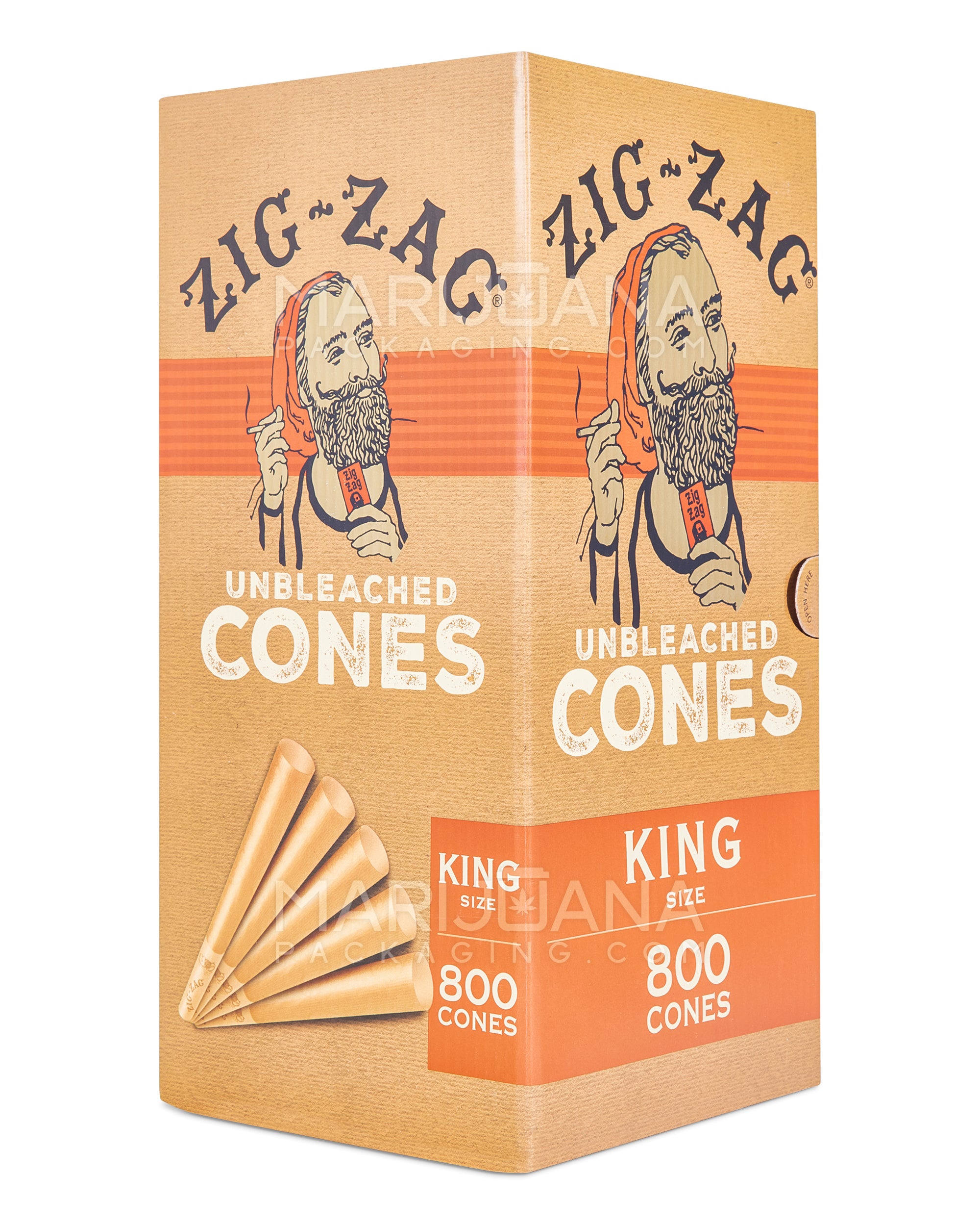 ZIG ZAG | King Size Pre-Rolled Cones | 109mm - Unbleached Paper - 800 Count - 1