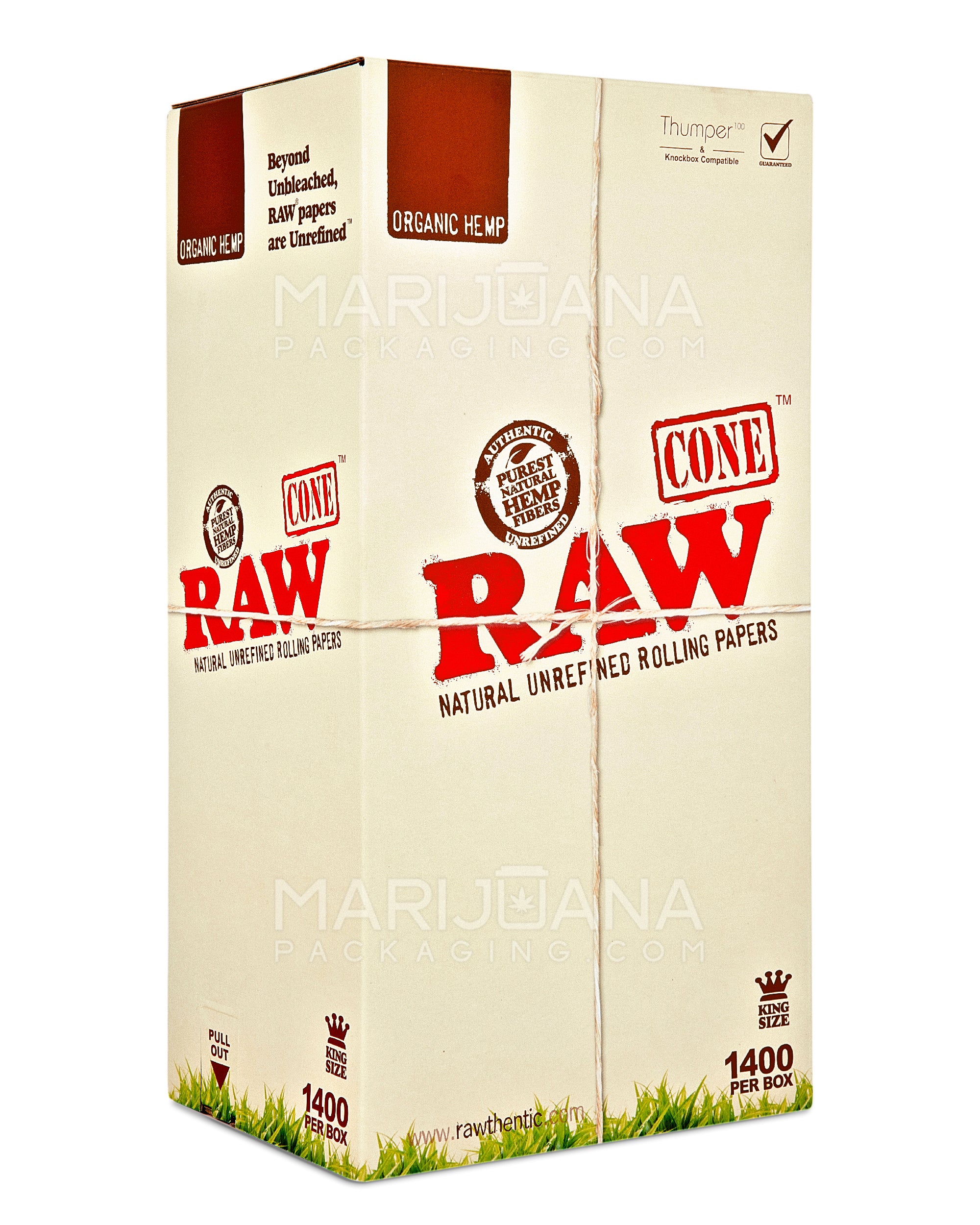 RAW | Organic King Size Pre-Rolled Cones | 109mm - Hemp Paper - 1400 Count - 1