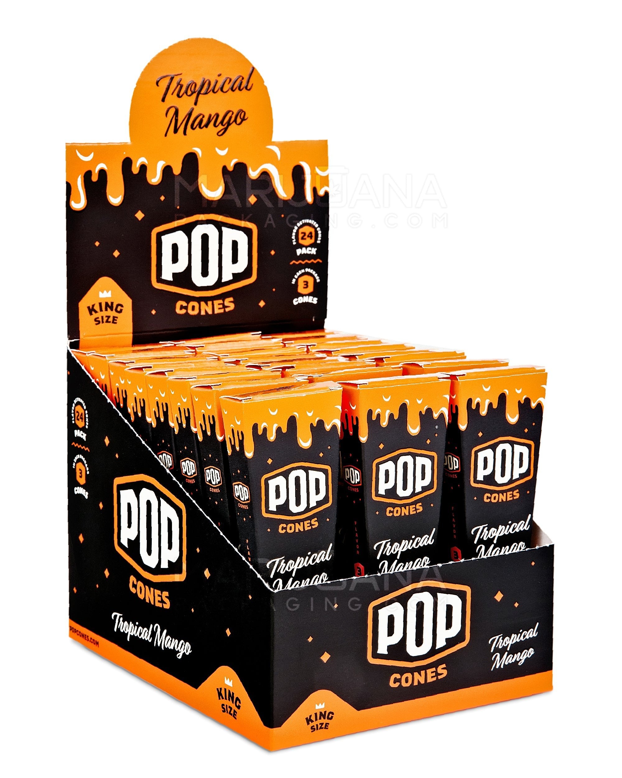 POP CONES | 'Retail Display' King Size Pre-Rolled Cones | 109mm - Tropical Mango - 24 Count - 1