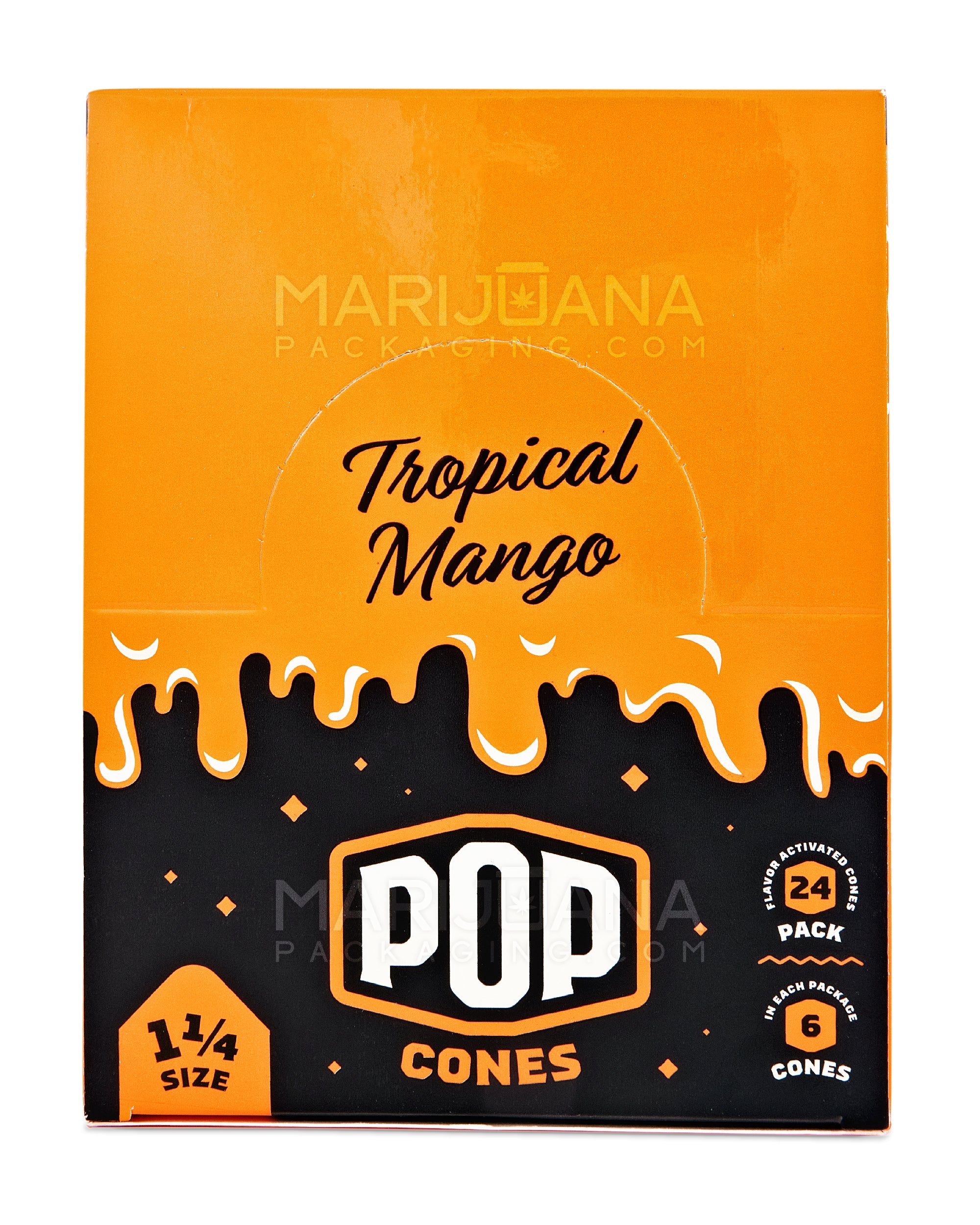 POP CONES | 'Retail Display' 1 1/4 Size Pre-Rolled Cones | 84mm - Tropical Mango - 24 Count - 7