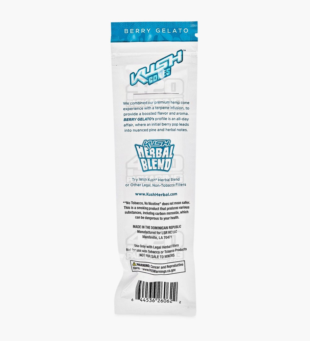 Kush Berry Gelato Terpene Infused Herbal Hemp Conical Wraps 12/Box - 3