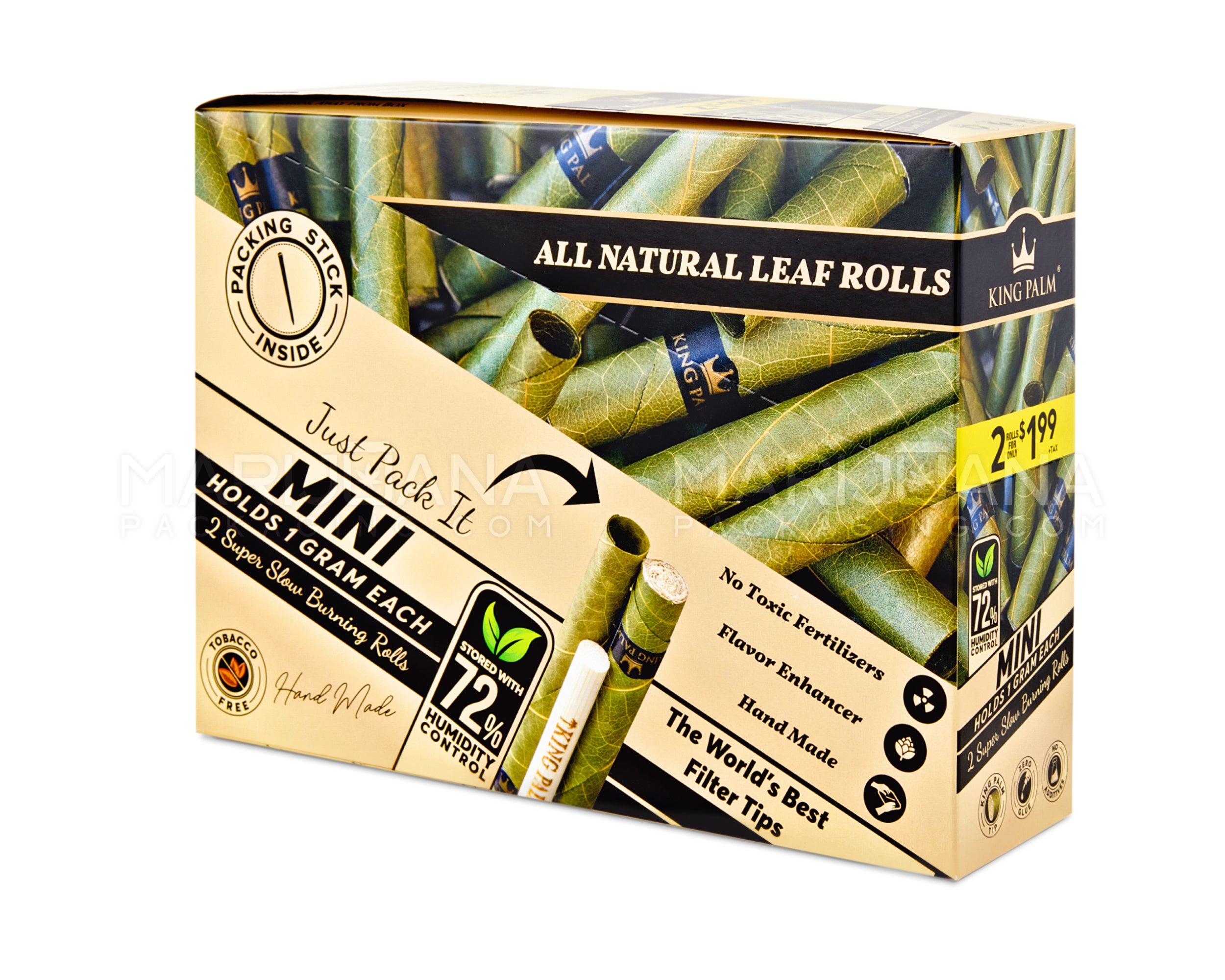 KING PALM | 'Retail Display' Mini Green Natural Leaf Blunt Wraps | 84mm - Original Flavor - 20 Count