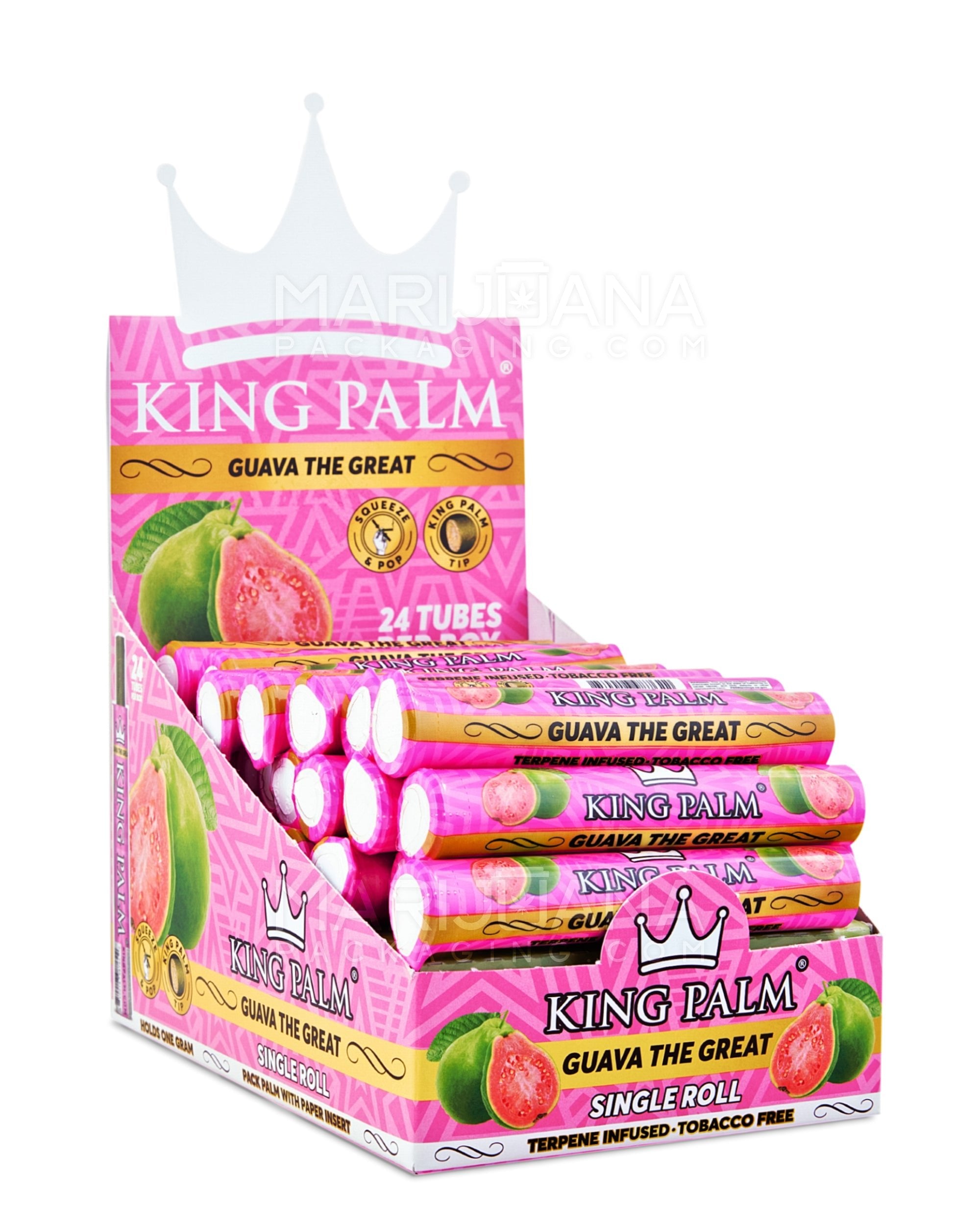 KING PALM | 'Retail Display' Mini Green Natural Leaf Tube Wraps | 84mm - Guava The Great - 24 Count - 1