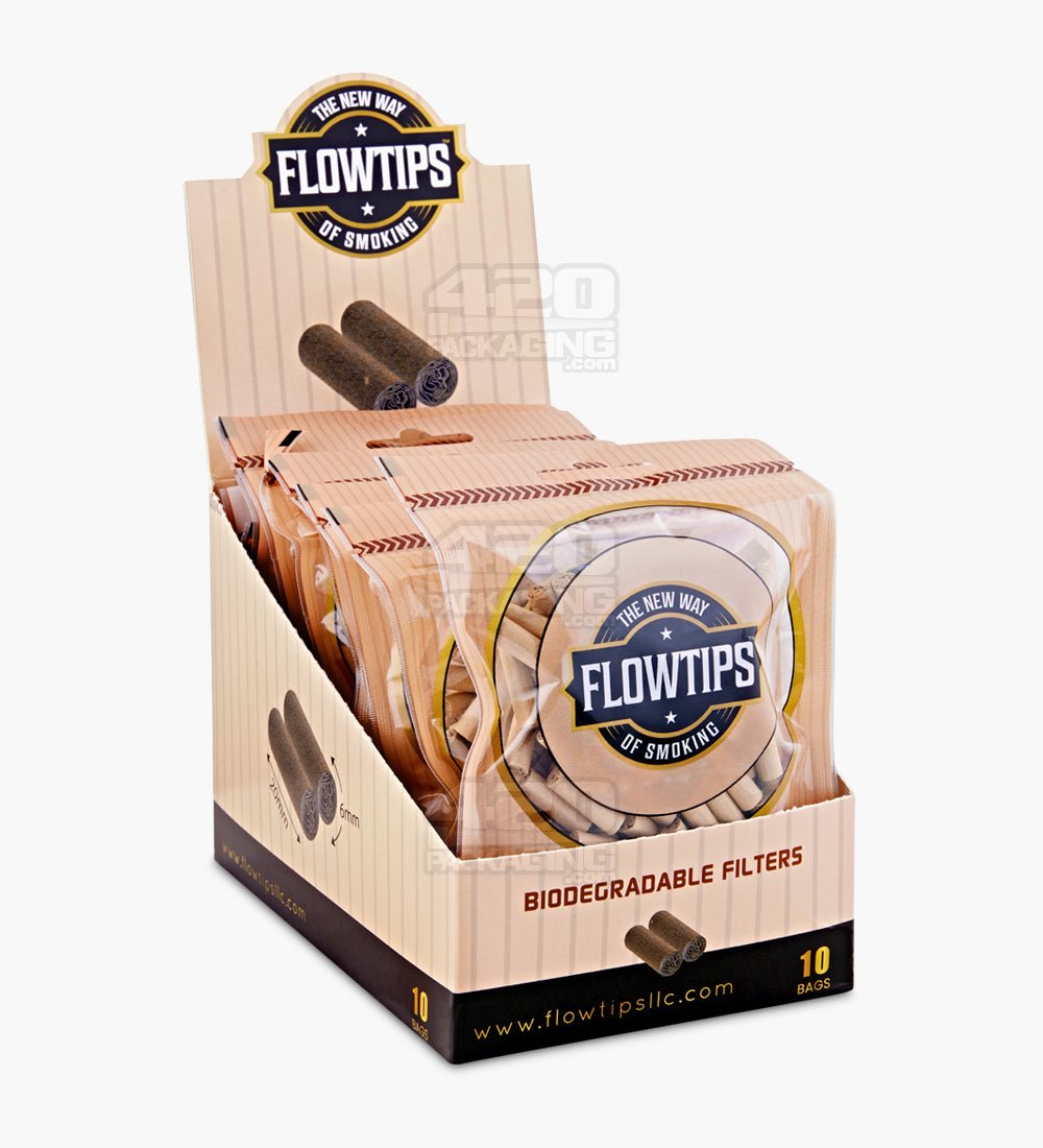 FLOWTIPS 20mm Unbleached Biodegradable Filter Tips 10/Box - 1