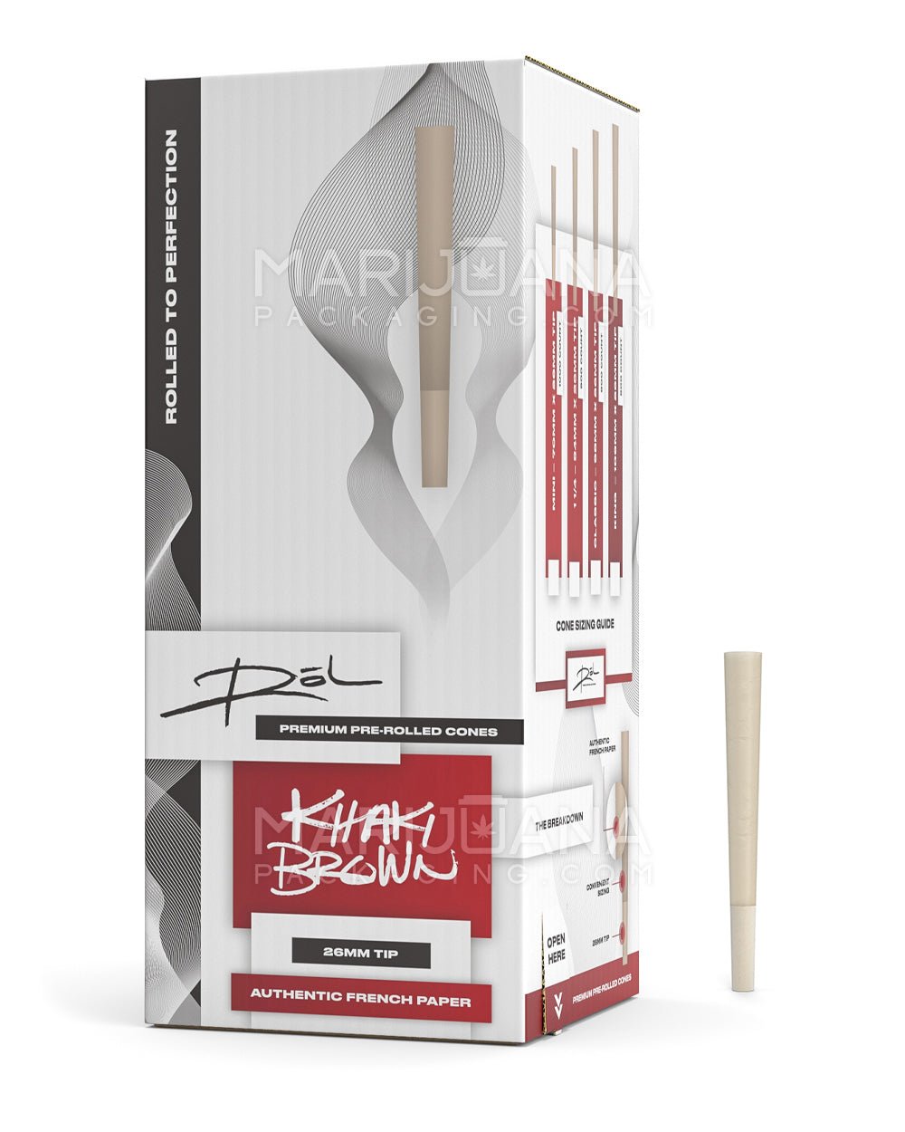 ROL | 1 1/4th Size Pre-Rolled Cones | 84mm - Khaki Brown Paper - 900 Count - 1