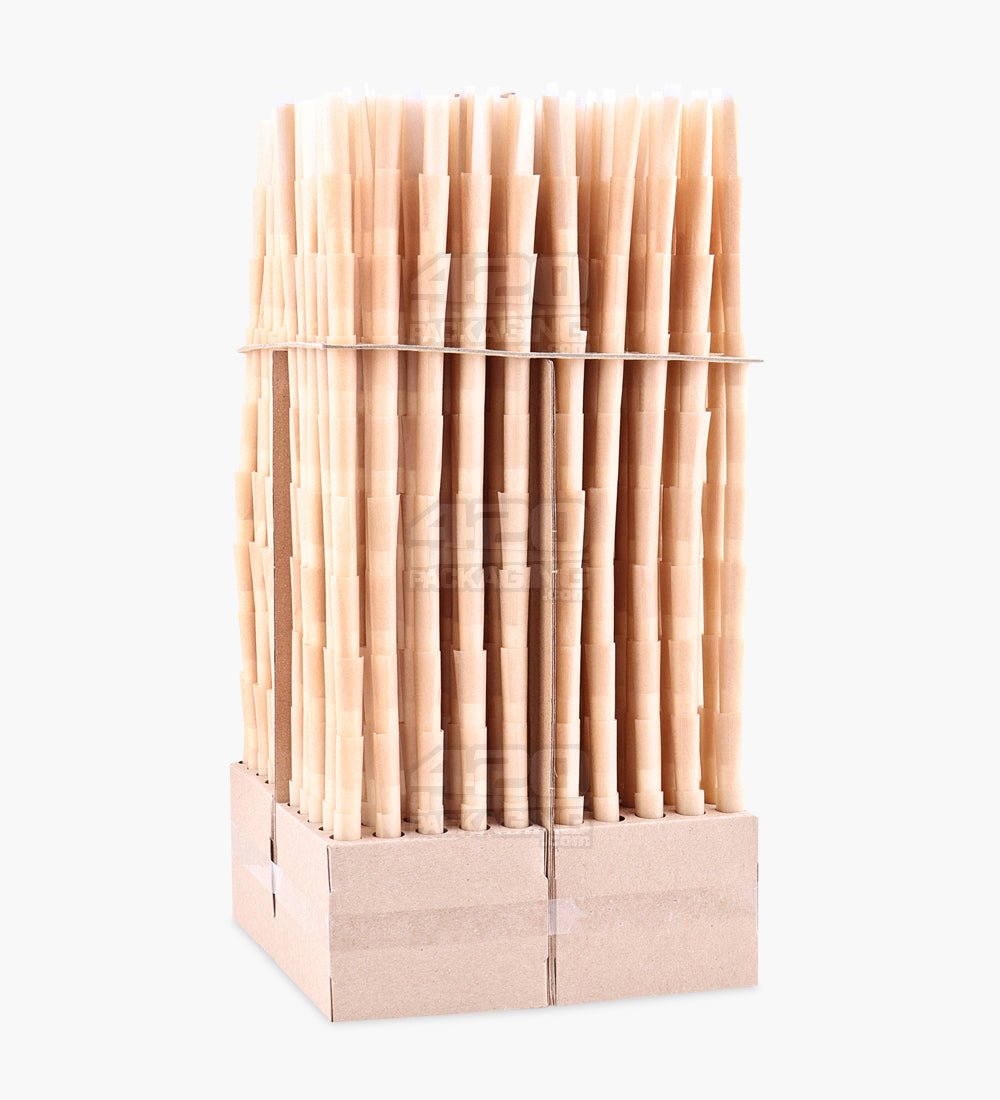 The Original Cones 70mm Dogwalker Size Unbleached Brown Paper Pre Rolled Cones w/ Filter Tip 1000/Box - 2