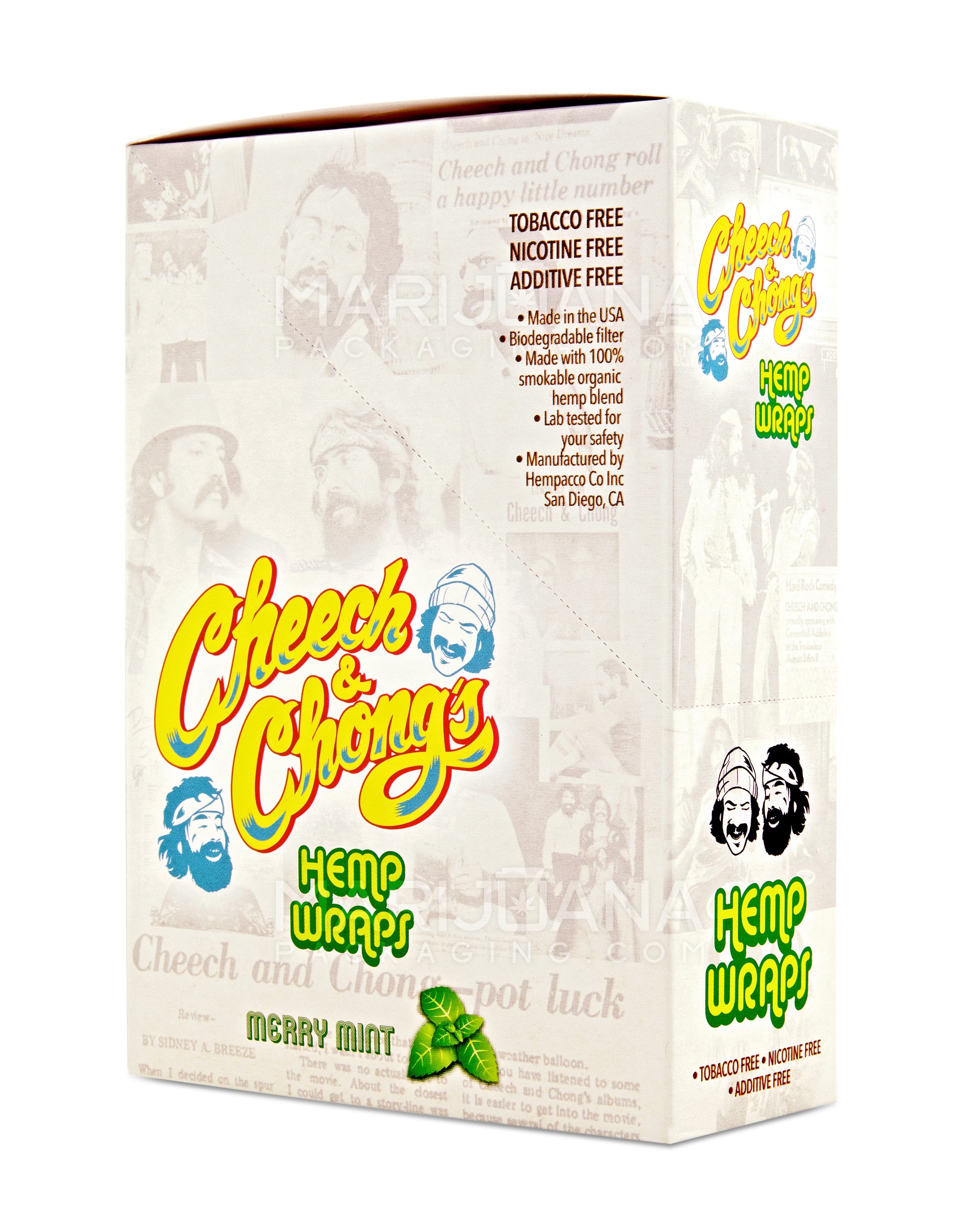 CHEECH & CHONG'S | 'Retail Display' Organic Hemp Blunt Wraps | 109mm - Merry Mint - 25 Count