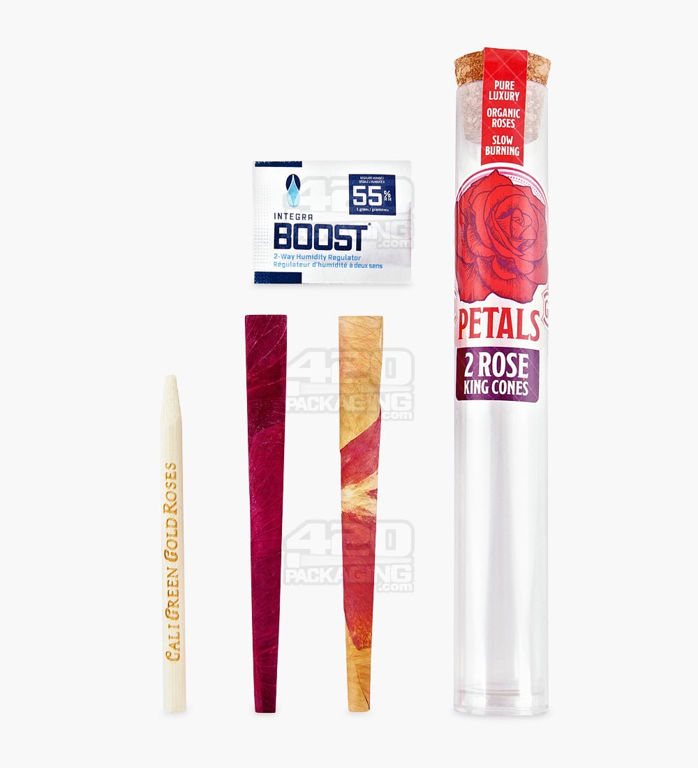Petals Handmade 109mm King Size Organic Paper Rose Petal Pre Rolled Cones 2/Box - 2