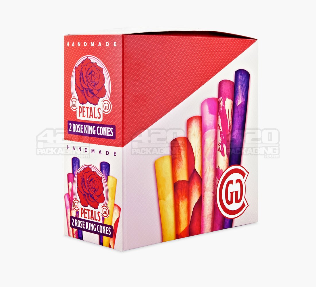 Handmade 109mm King Size Organic Paper Rose Petal Pre Rolled Cones 24/Box - 6