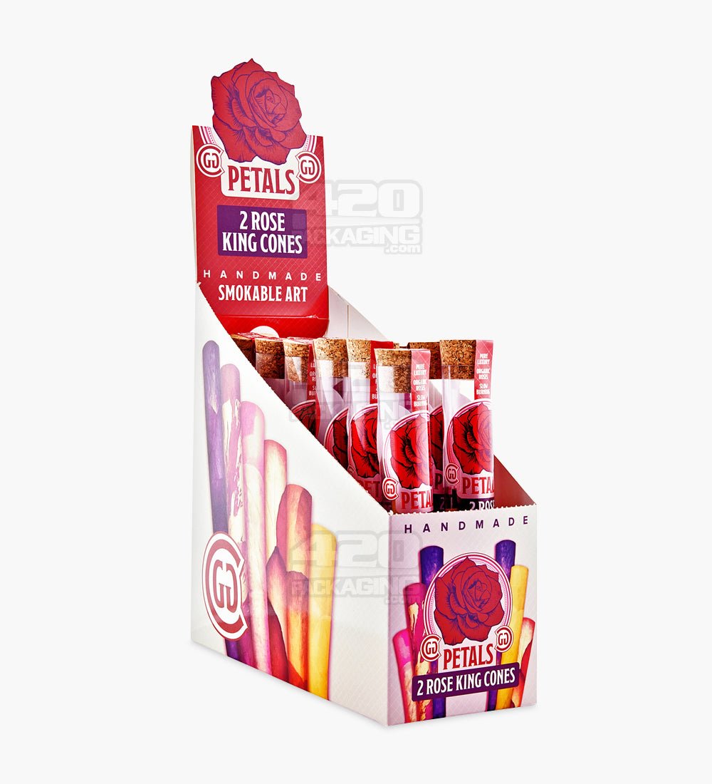 Handmade 109mm King Size Organic Paper Rose Petal Pre Rolled Cones 24/Box - 8