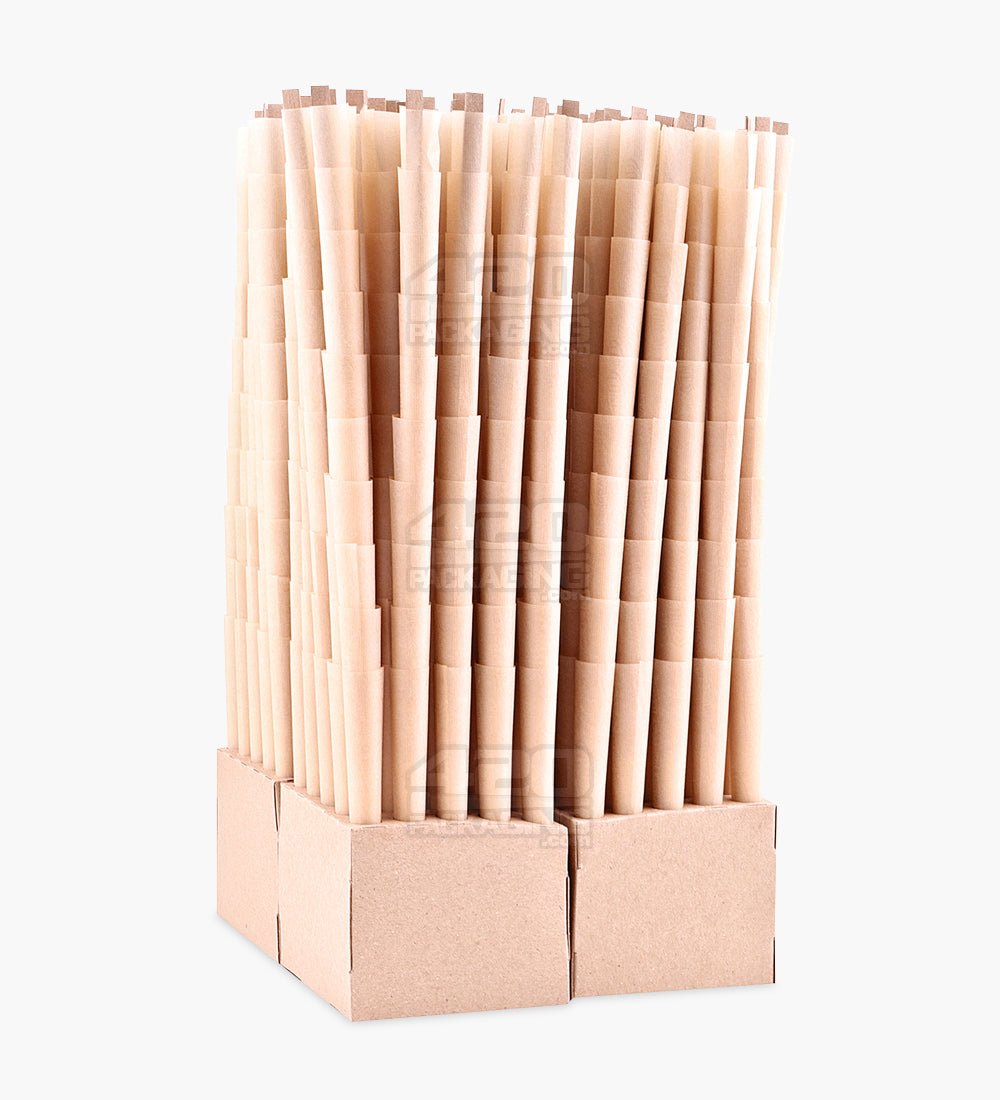 The Original Cones 109mm King Slim Size Unbleached Brown Paper Pre Rolled Cones w/ Filter Tip 1000/Box - 2