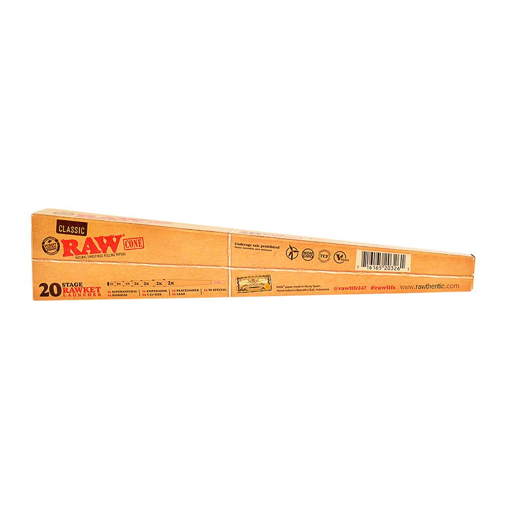 RAW | Classic 20 Stage Rawket Launcher Pre-Rolled Cones | 7 Sizes - Hemp Paper - 20 Count - 2