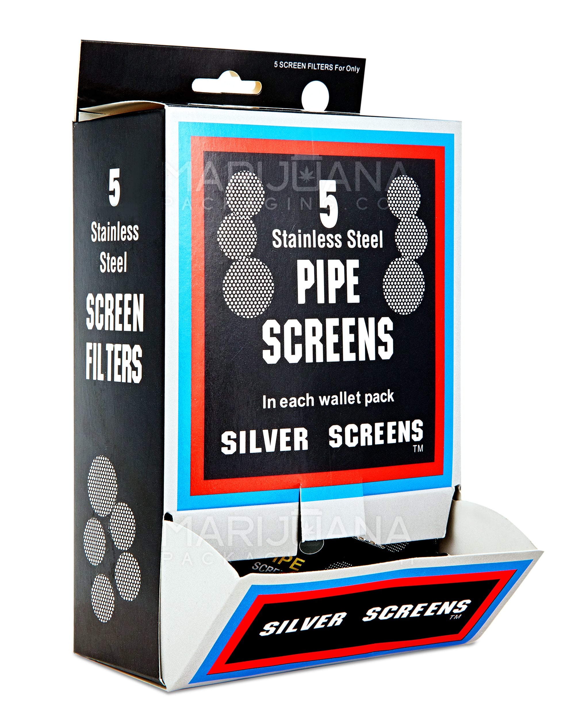 Retail Display | 5 Pack Pipe Screens | 3/4" Diameter - Assorted Metal - 100 Count - 1
