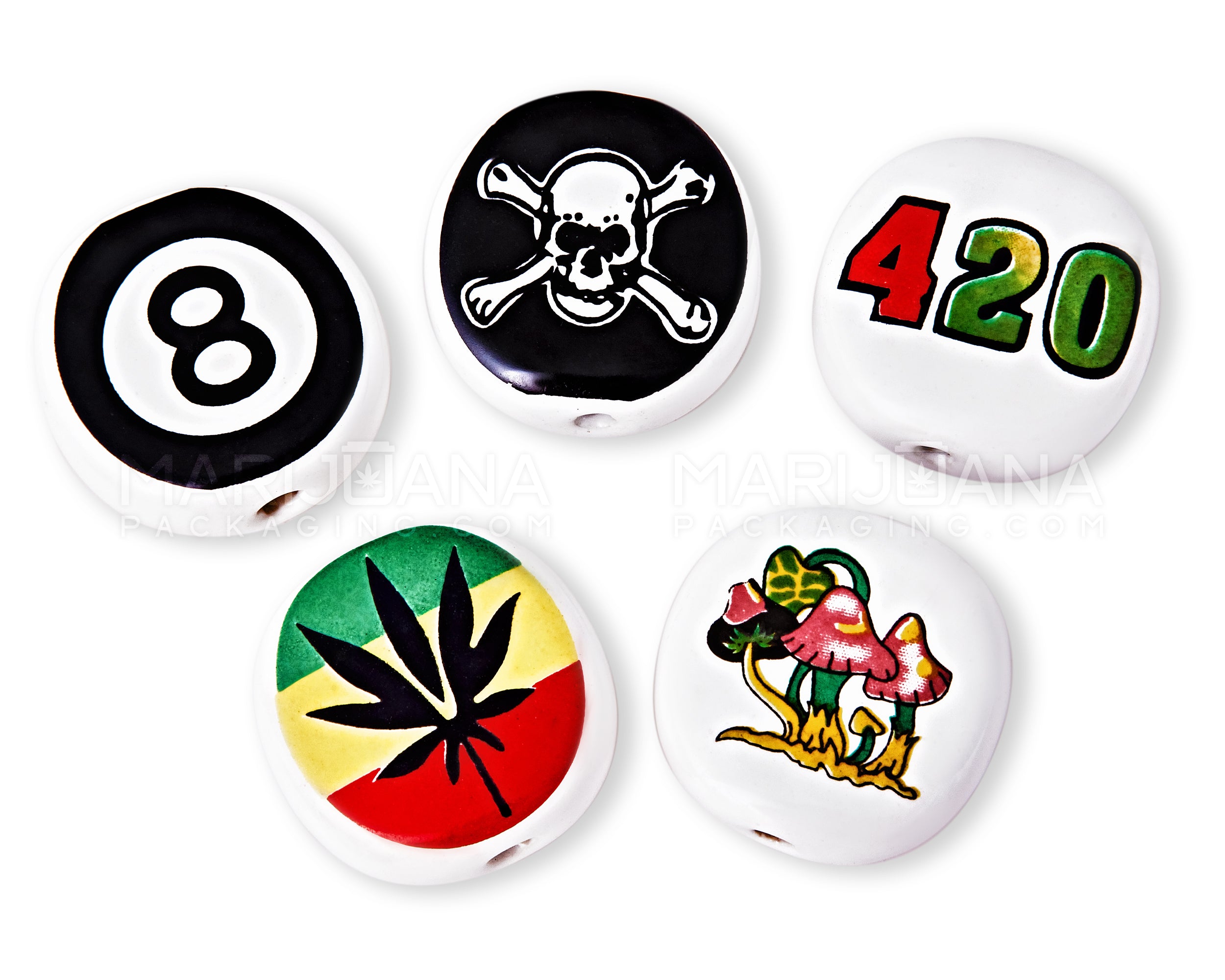 Painted Design Smoking Stone Joint Holder | Assorted - 1.5in Diameter - 2
