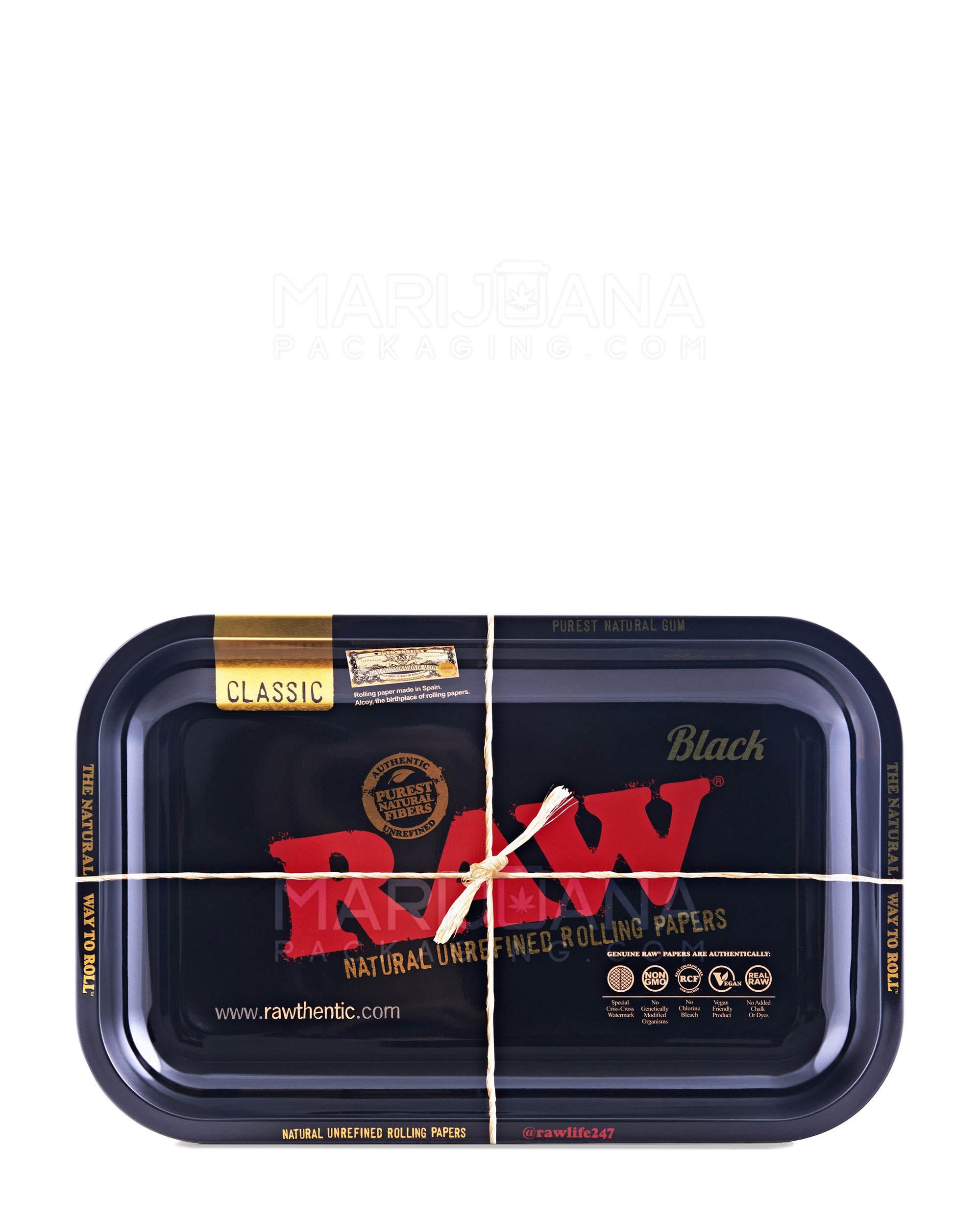 RAW | Limited Edition Black and Gold Rolling Tray |  11in x 7in - Small - Thick Metal