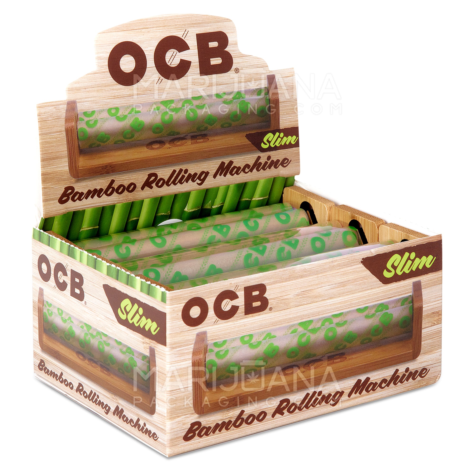OCB | 'Retail Display' Slim Rolling Machine | 109mm - Bamboo Wood - 6 Count - 1