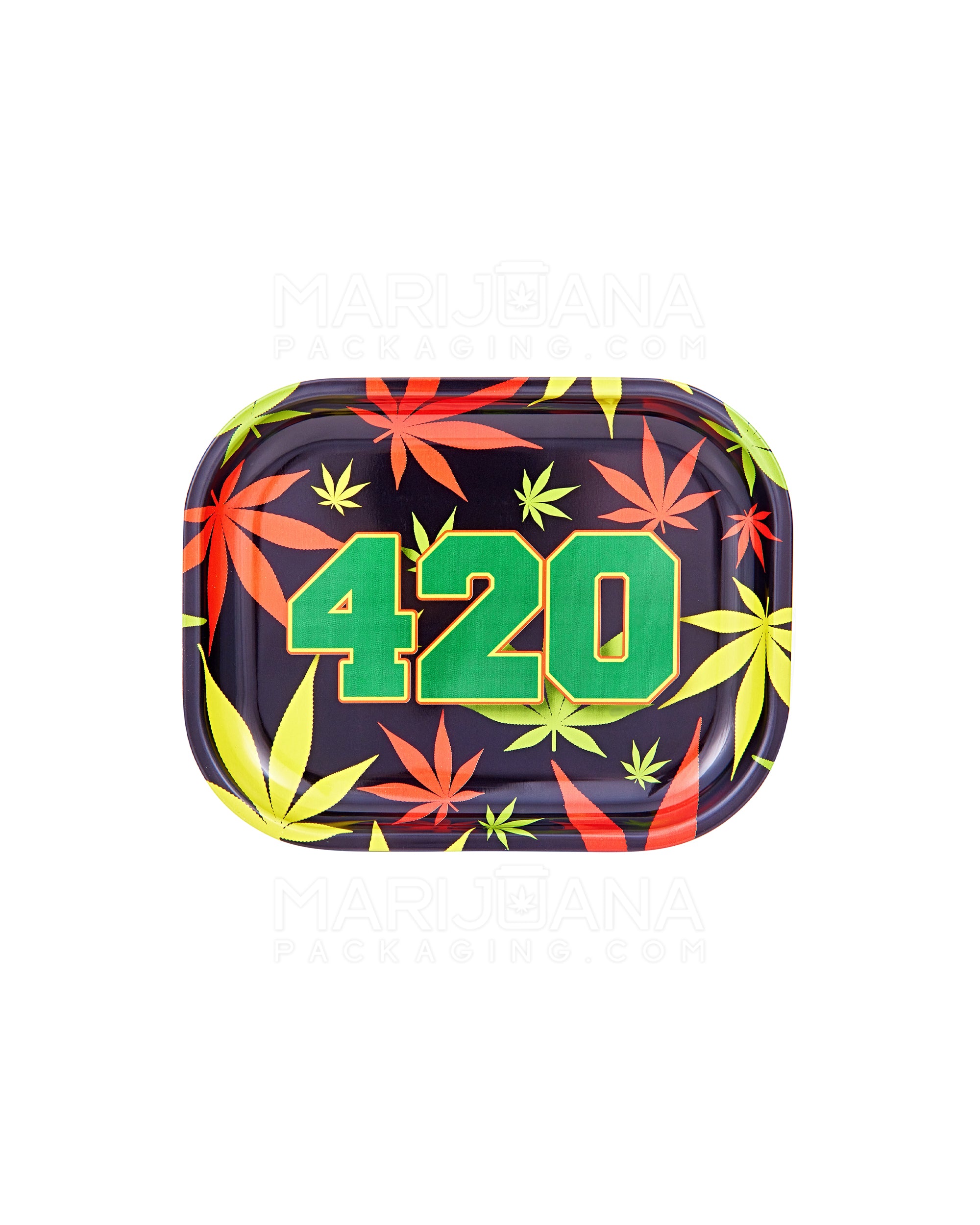 420 Rasta Leaf Rolling Tray | 5.5in x 7in - Mini - Metal - 1