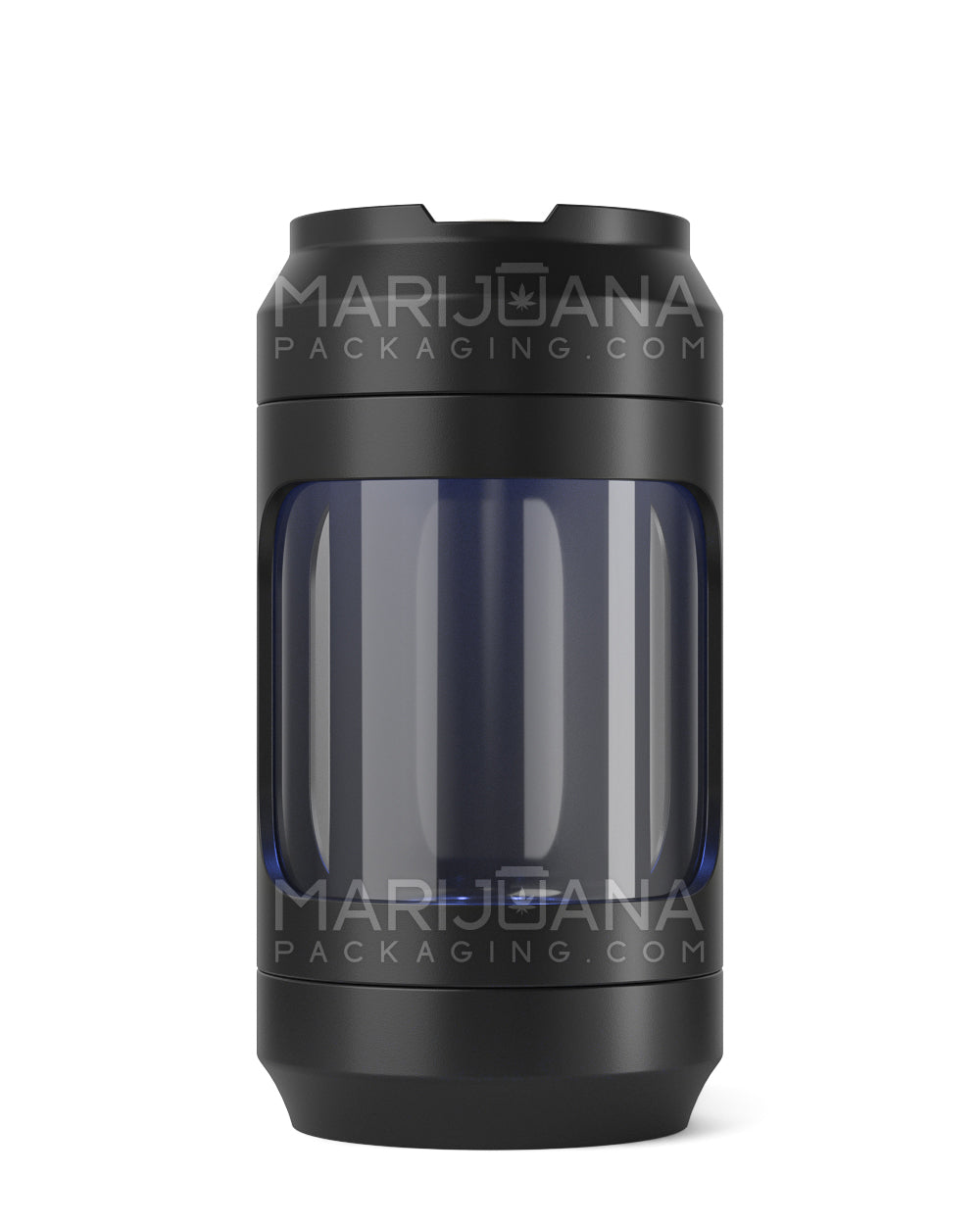 Light Up Magnifying Cap Stash Jar w/ Magnetic Grinder & One-Hitter | Plastic - 6g - Black - 12