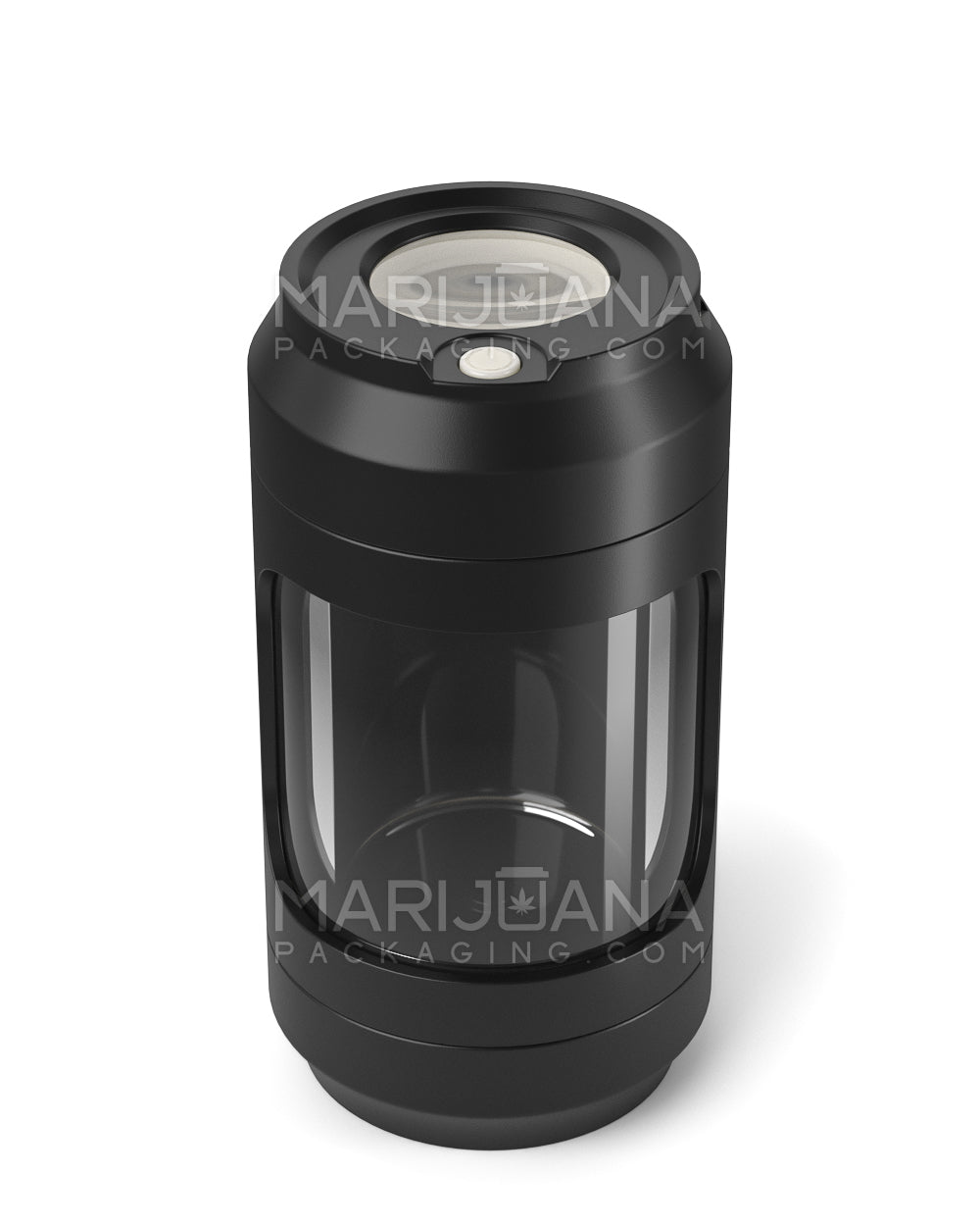 Light Up Magnifying Cap Stash Jar w/ Magnetic Grinder & One-Hitter | Plastic - 6g - Black - 5