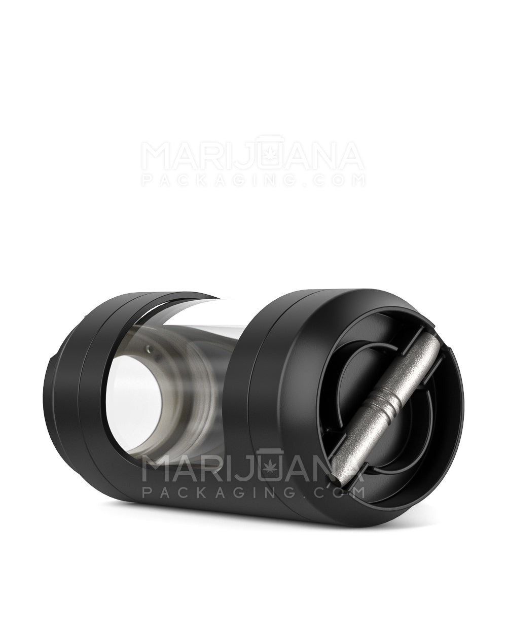 Light Up Magnifying Cap Stash Jar w/ Magnetic Grinder & One-Hitter | Plastic - 6g - Black - 8