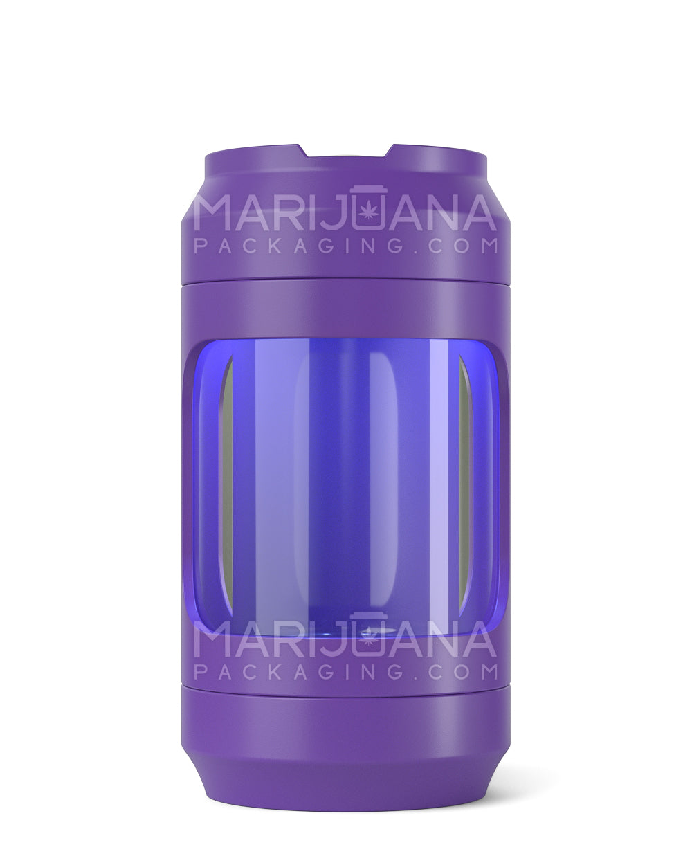 Light Up Magnifying Cap Stash Jar w/ Magnetic Grinder & One-Hitter | Plastic - 6g - Purple - 12