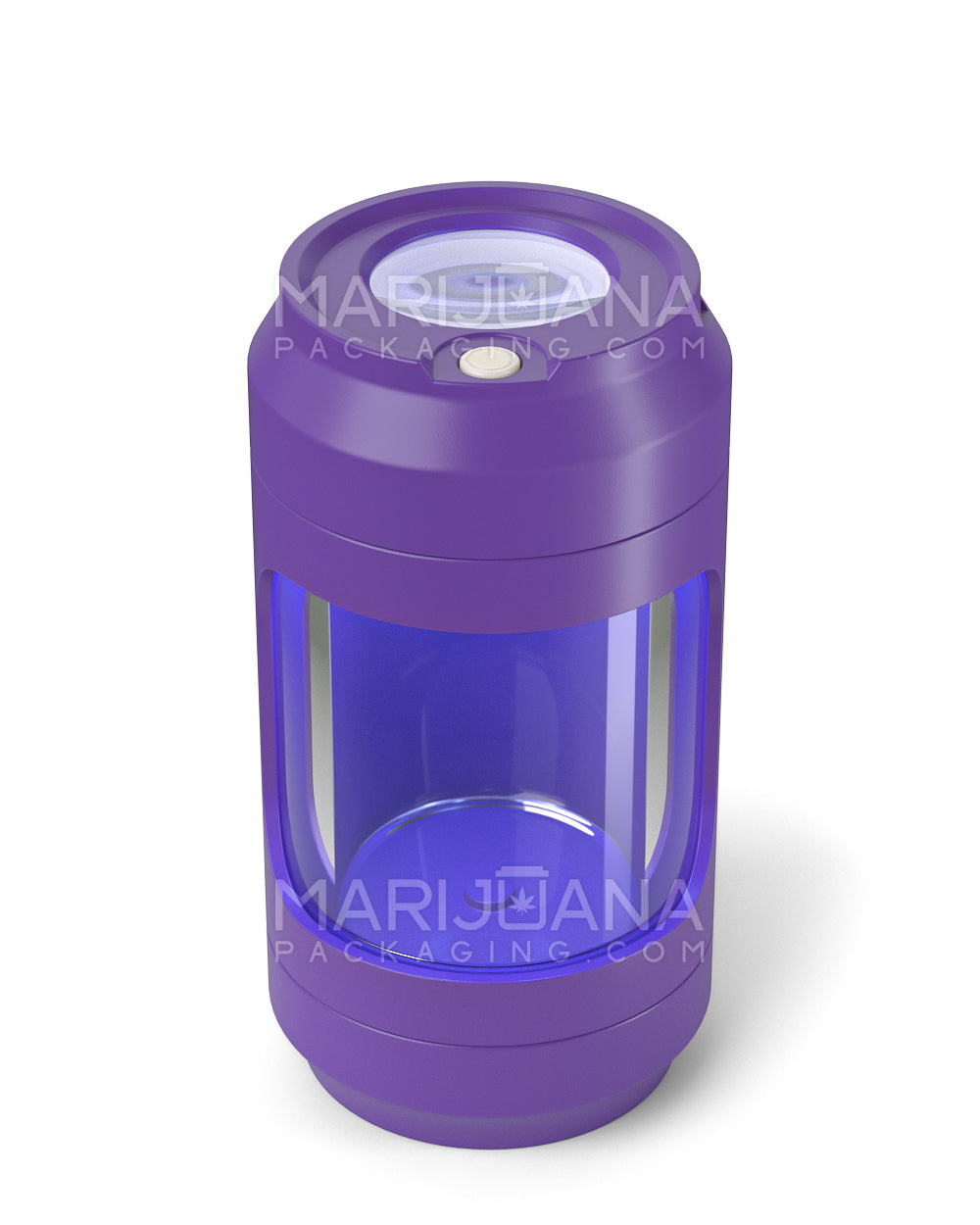 Light Up Magnifying Cap Stash Jar w/ Magnetic Grinder & One-Hitter | Plastic - 6g - Purple - 6