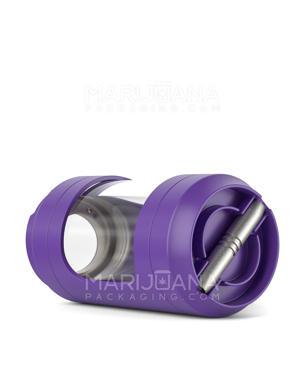 Light Up Magnifying Cap Stash Jar w/ Magnetic Grinder & One-Hitter | Plastic - 6g - Purple - 8
