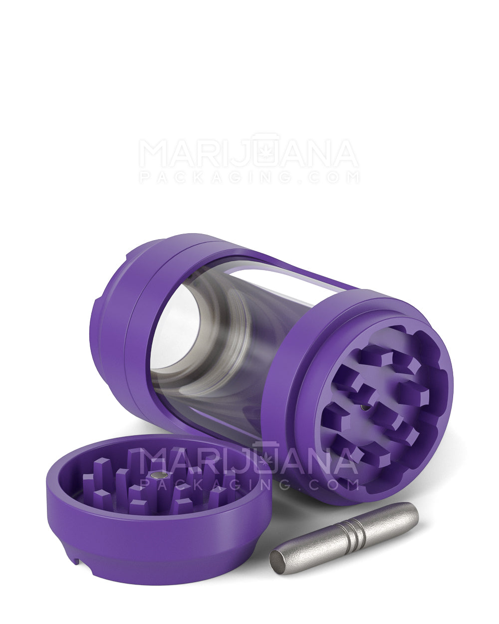 Light Up Magnifying Cap Stash Jar w/ Magnetic Grinder & One-Hitter | Plastic - 6g - Purple - 9