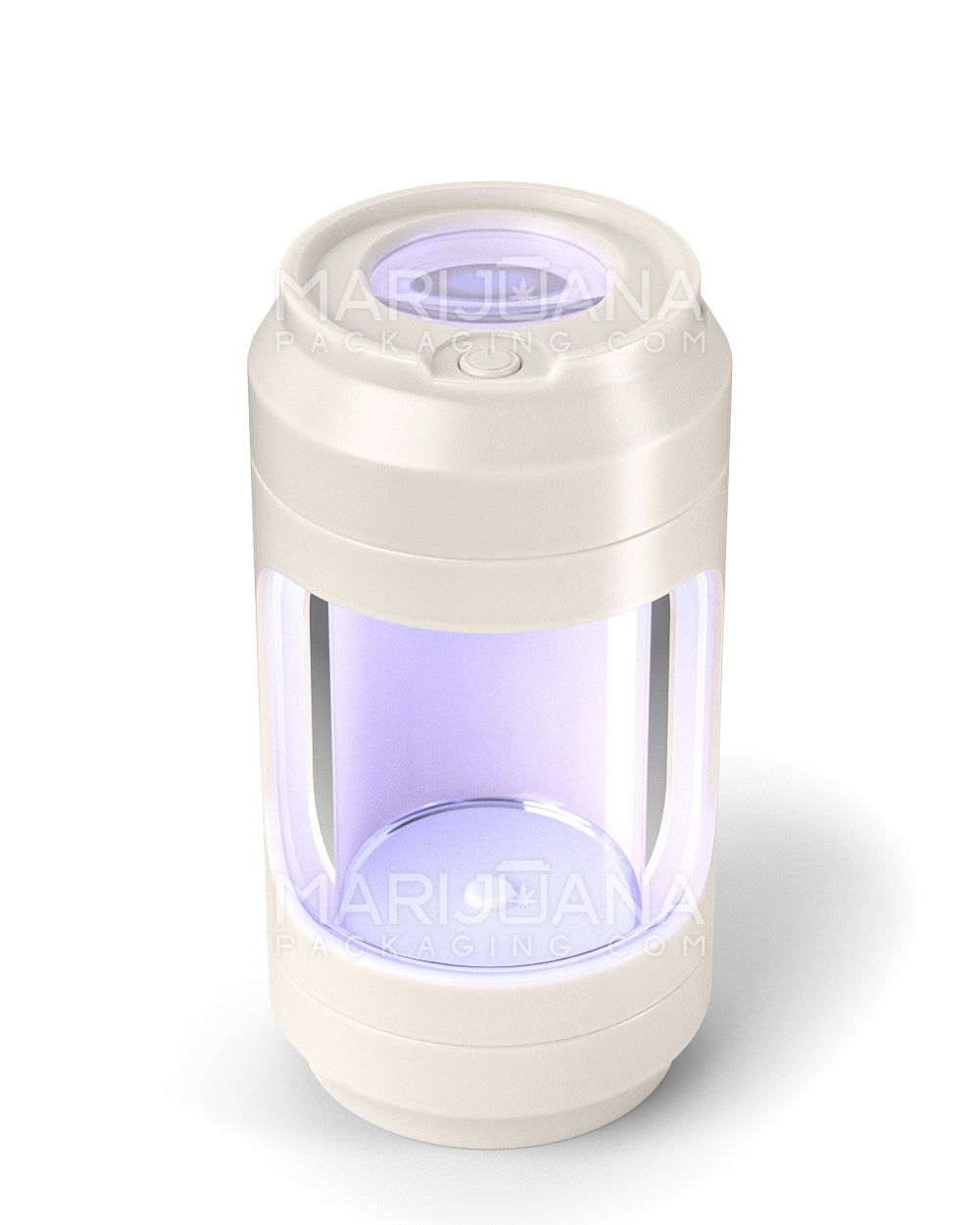 Light Up Magnifying Cap Stash Jar w/ Magnetic Grinder & One-Hitter | Plastic - 6g - White - 6