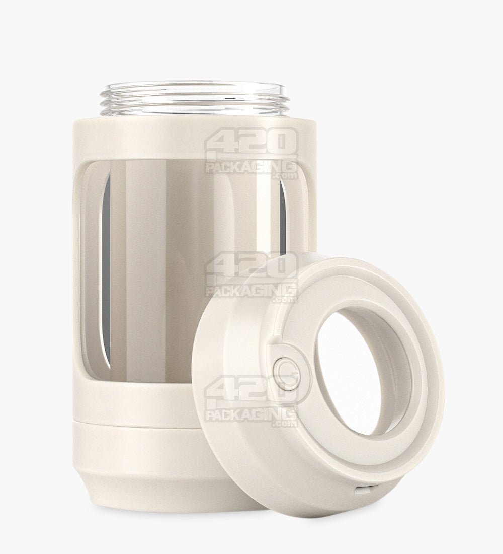 2 Piece 60mm White Light Up Magnifying Cap Stash Plastic Grinder & One-Hitter - 1