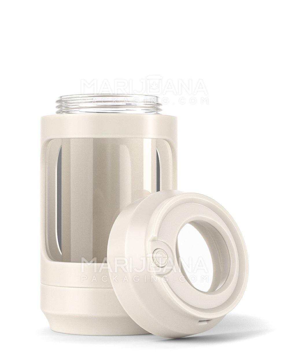 Light Up Magnifying Cap Stash Jar w/ Magnetic Grinder & One-Hitter | Plastic - 6g - White - 7
