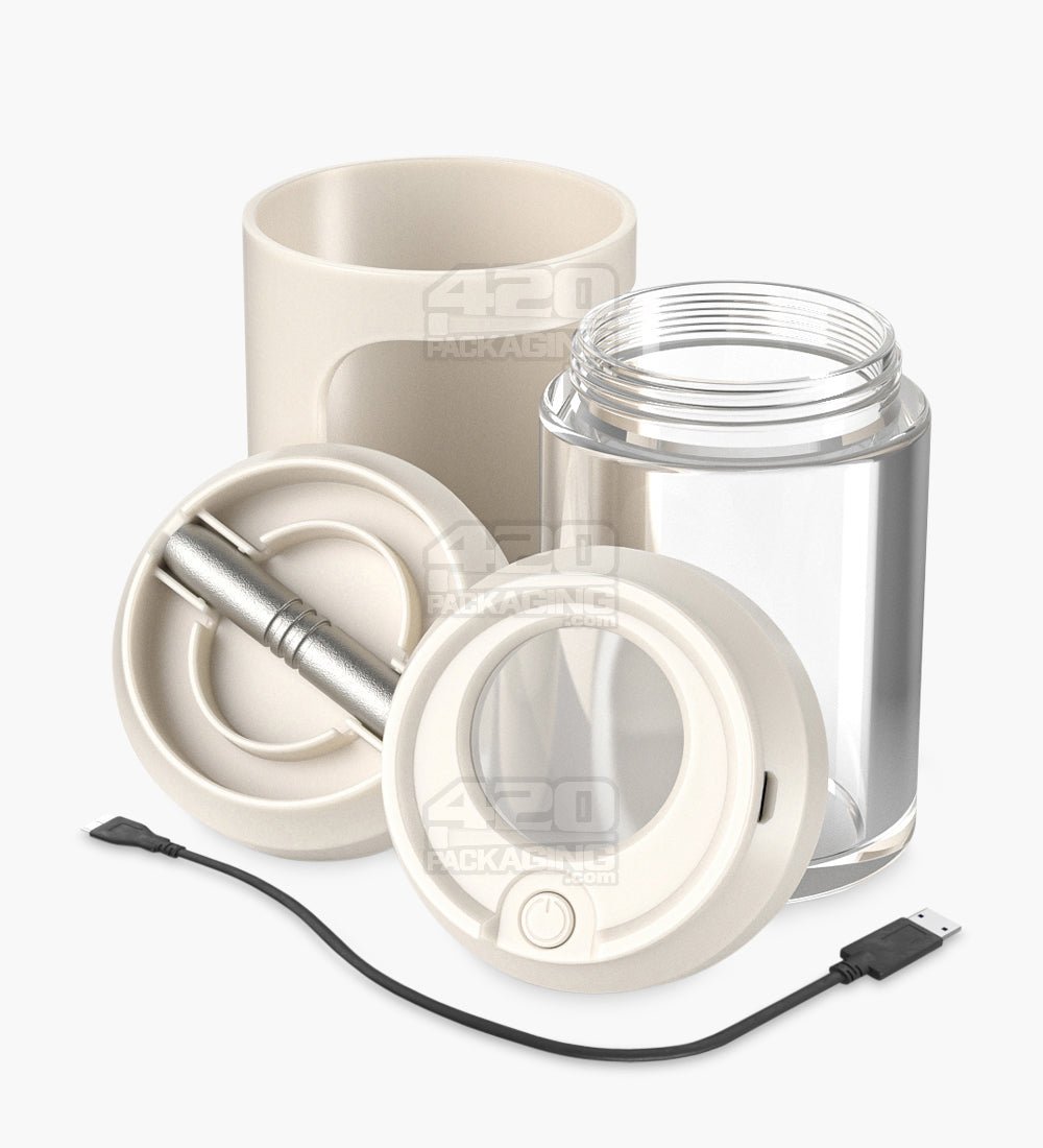 2 Piece 60mm White Light Up Magnifying Cap Stash Plastic Grinder & One-Hitter - 2