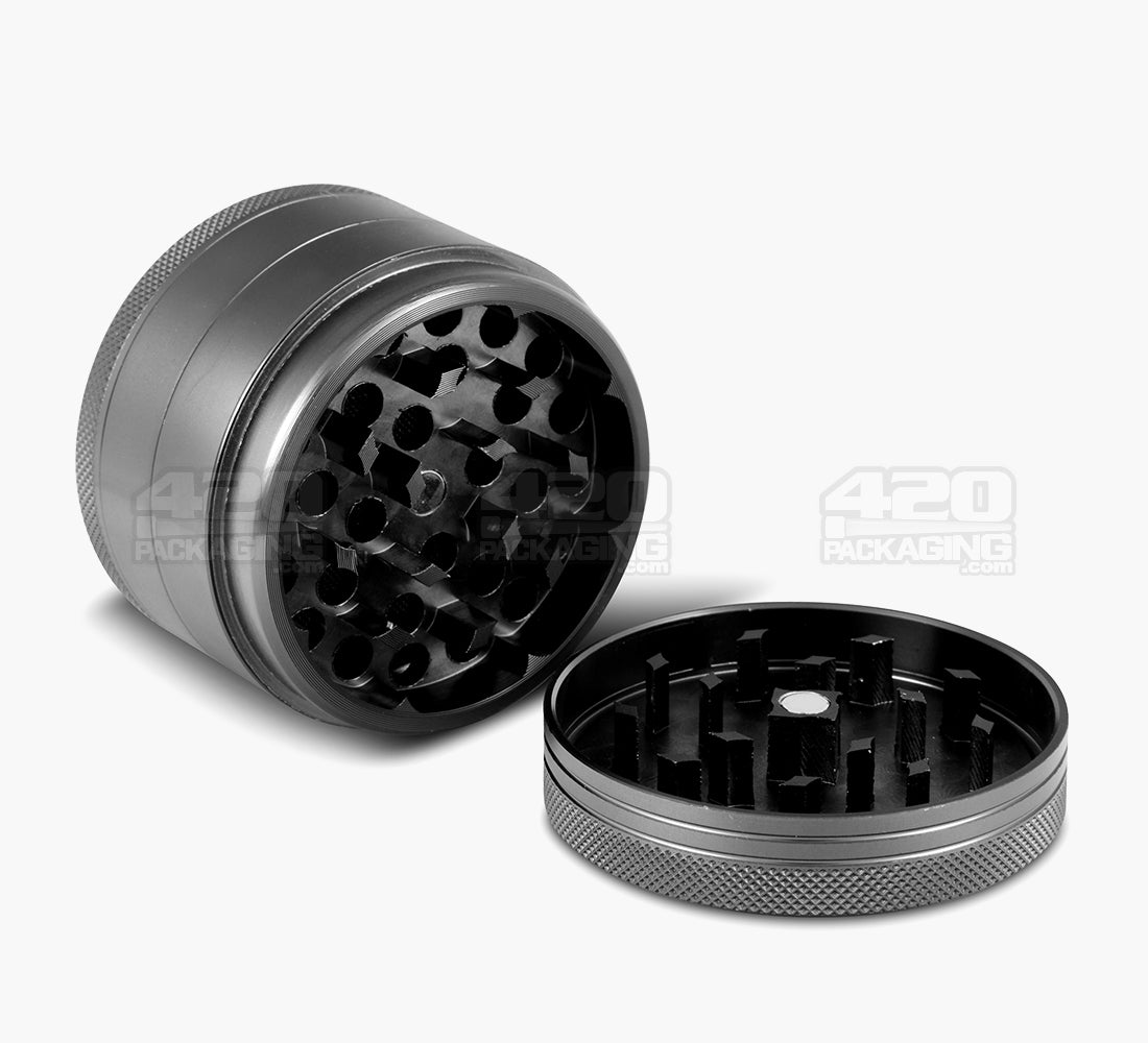 Magnetic CNC Aluminum Metal Grinder w/ Catcher | 4 Piece - 55mm - Grey