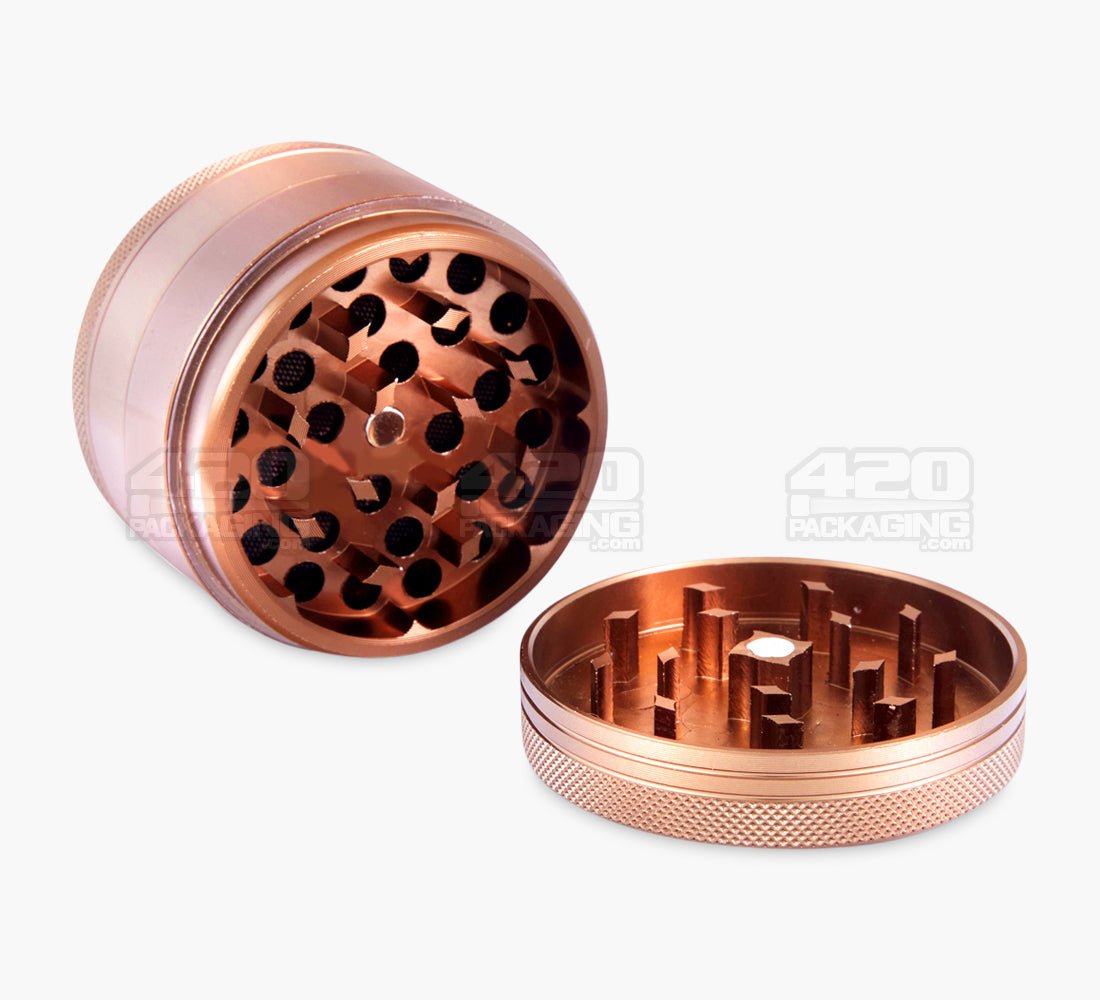 4 Piece 63mm Bronze CNC Aluminum Magnetic Metal Grinder w/ Catcher - 2