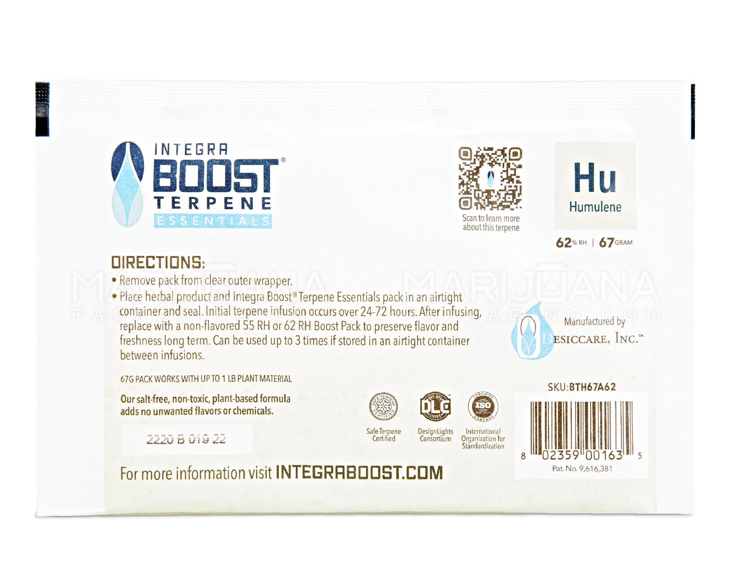 INTEGRA Boost Terpene Essentials Humulene Humidity Pack | 67 Grams - 62% | Sample - 2