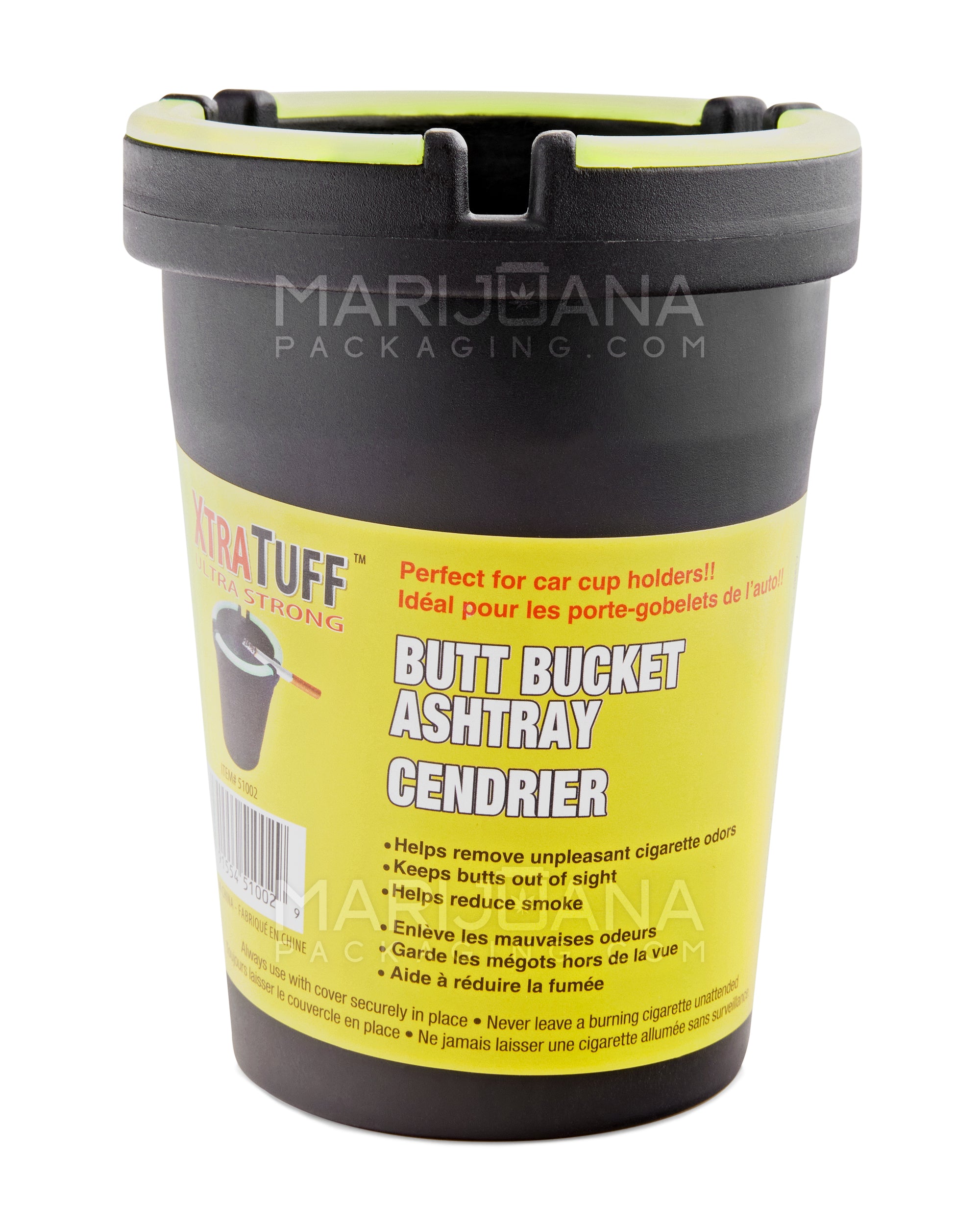 XtraTuff | Ultra Strong Butt Bucket Ash Tray | 4in - Plastic - Black/Glow