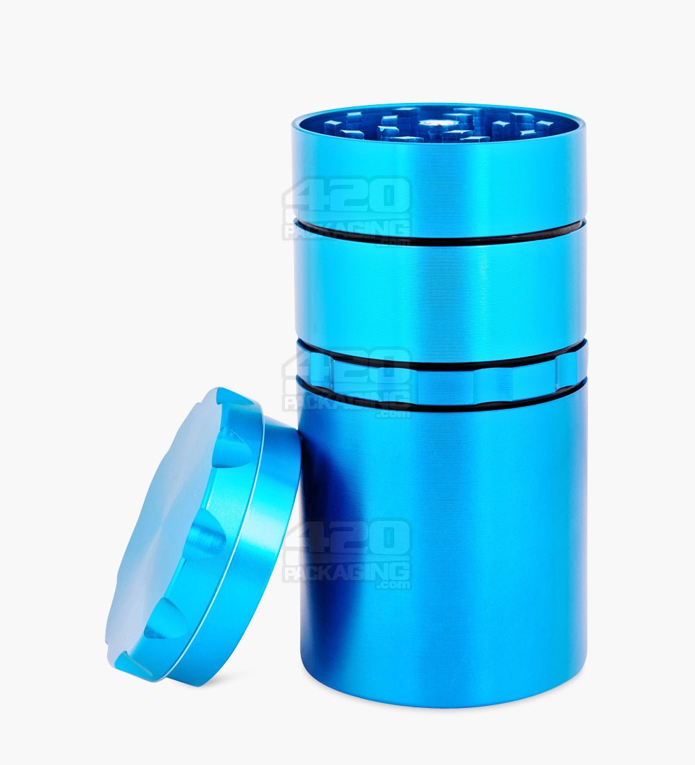 5 Piece 50mm Blue Multi Compartment Metal Grinder w/ Catcher - 1