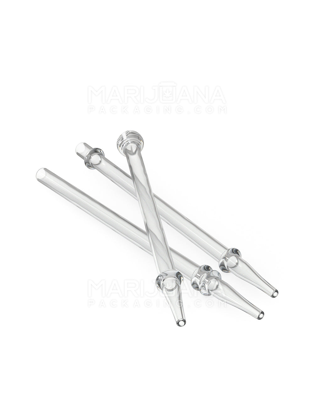 Assorted Mouthpiece Ringed Dab Straw | 6.5in Long - Glass - Clear - 10