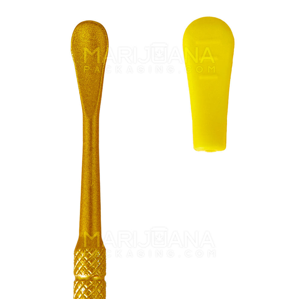 Stainless Steel Scoop & Pointed Dab Tool w/ Silicone Tip | 5in Long - Metal - Gold - 3