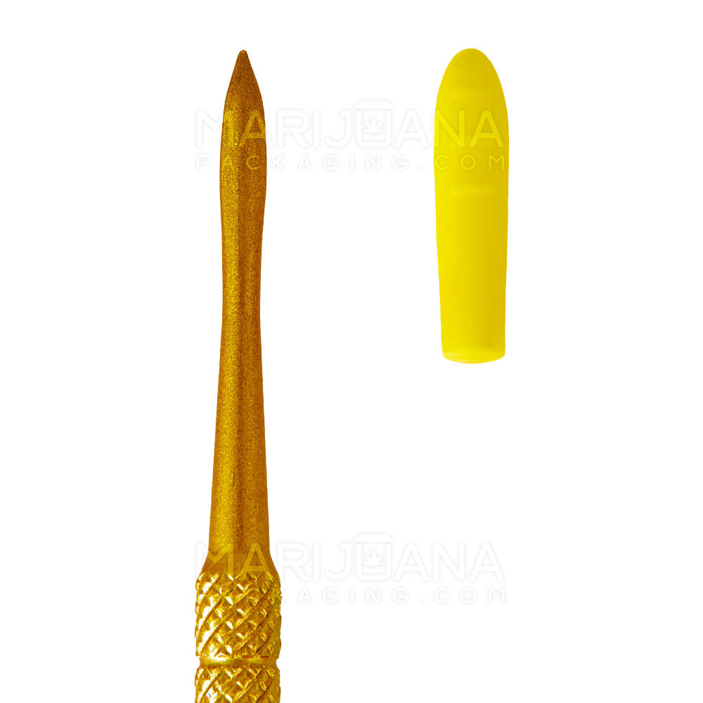 Stainless Steel Scoop & Pointed Dab Tool w/ Silicone Tip | 5in Long - Metal - Gold - 4